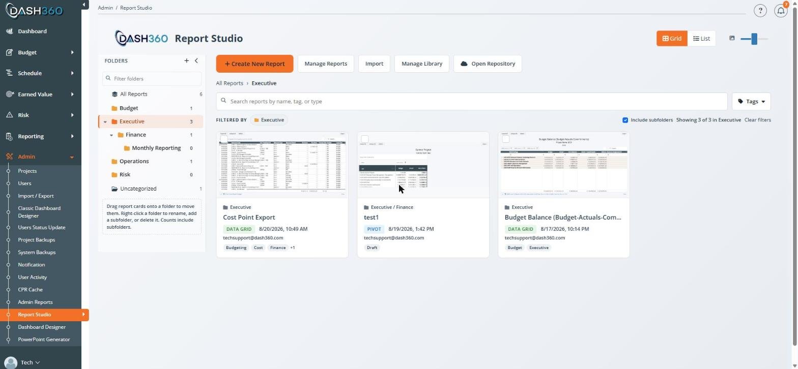 Report Studio folders and tags