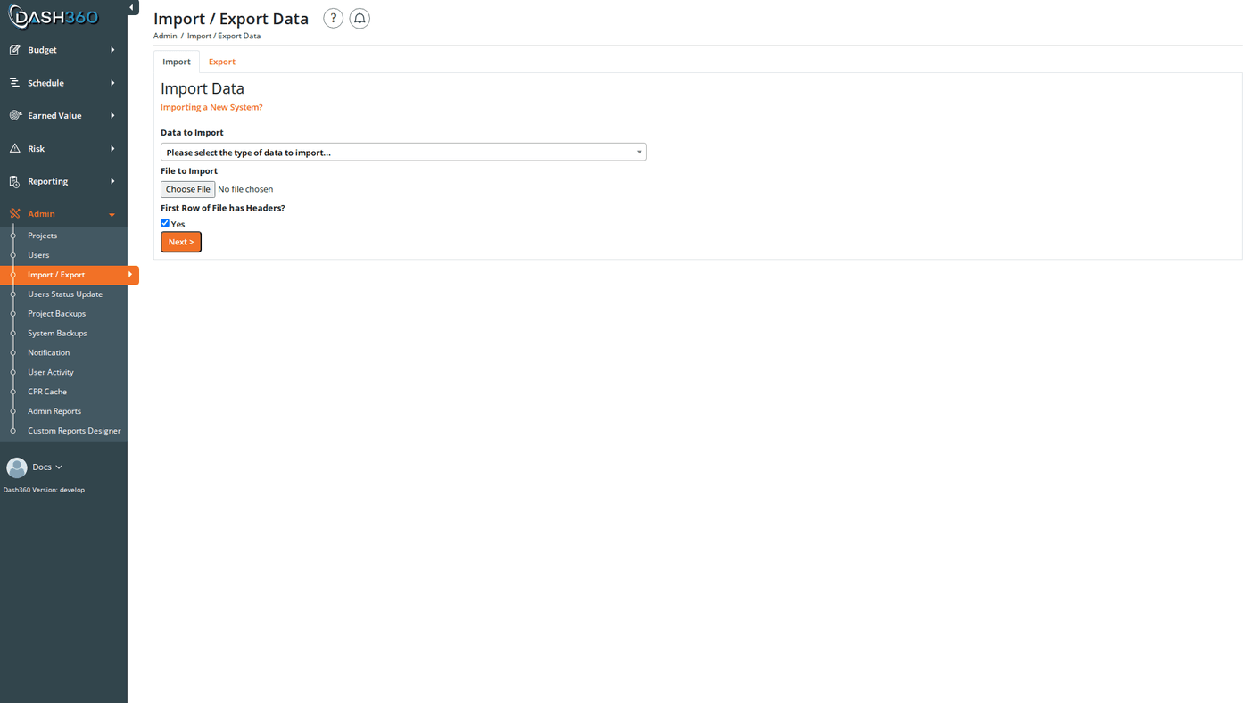 Import Export Admin
