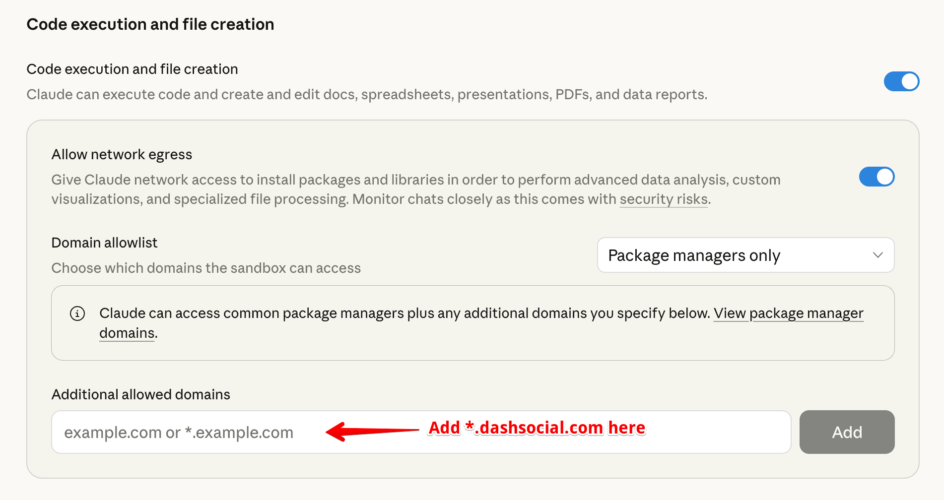 Add Dash Social domain to allowlist