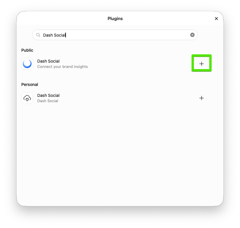 Add Dash Social plugin