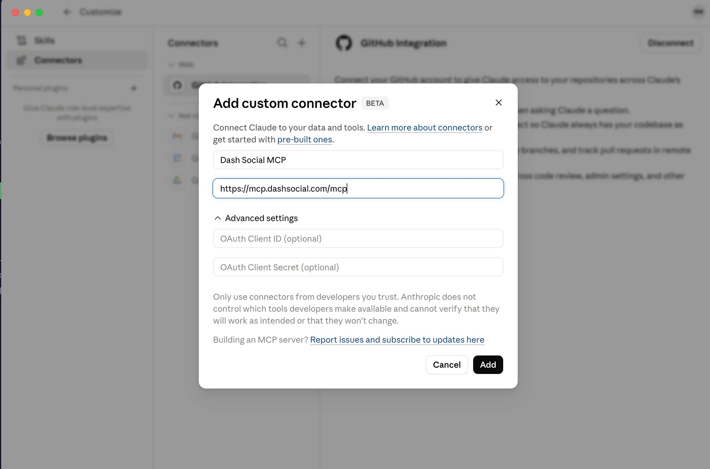 Add Custom Connector 1