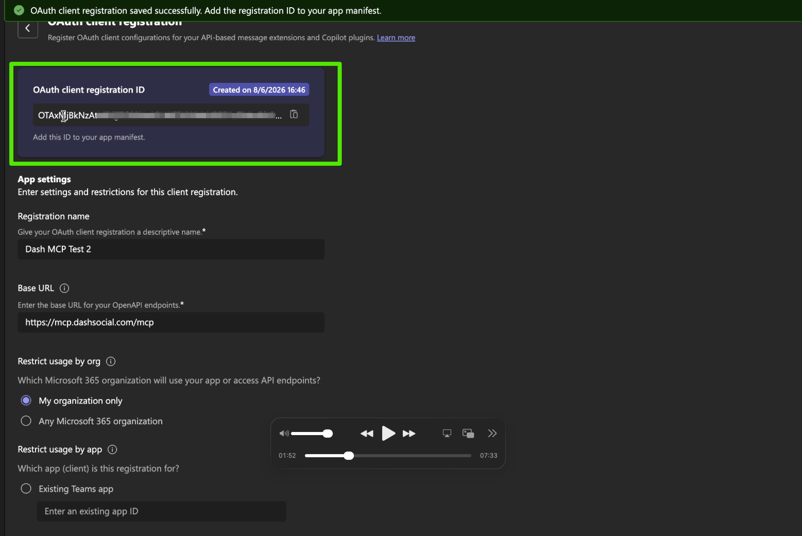 Registration client ID