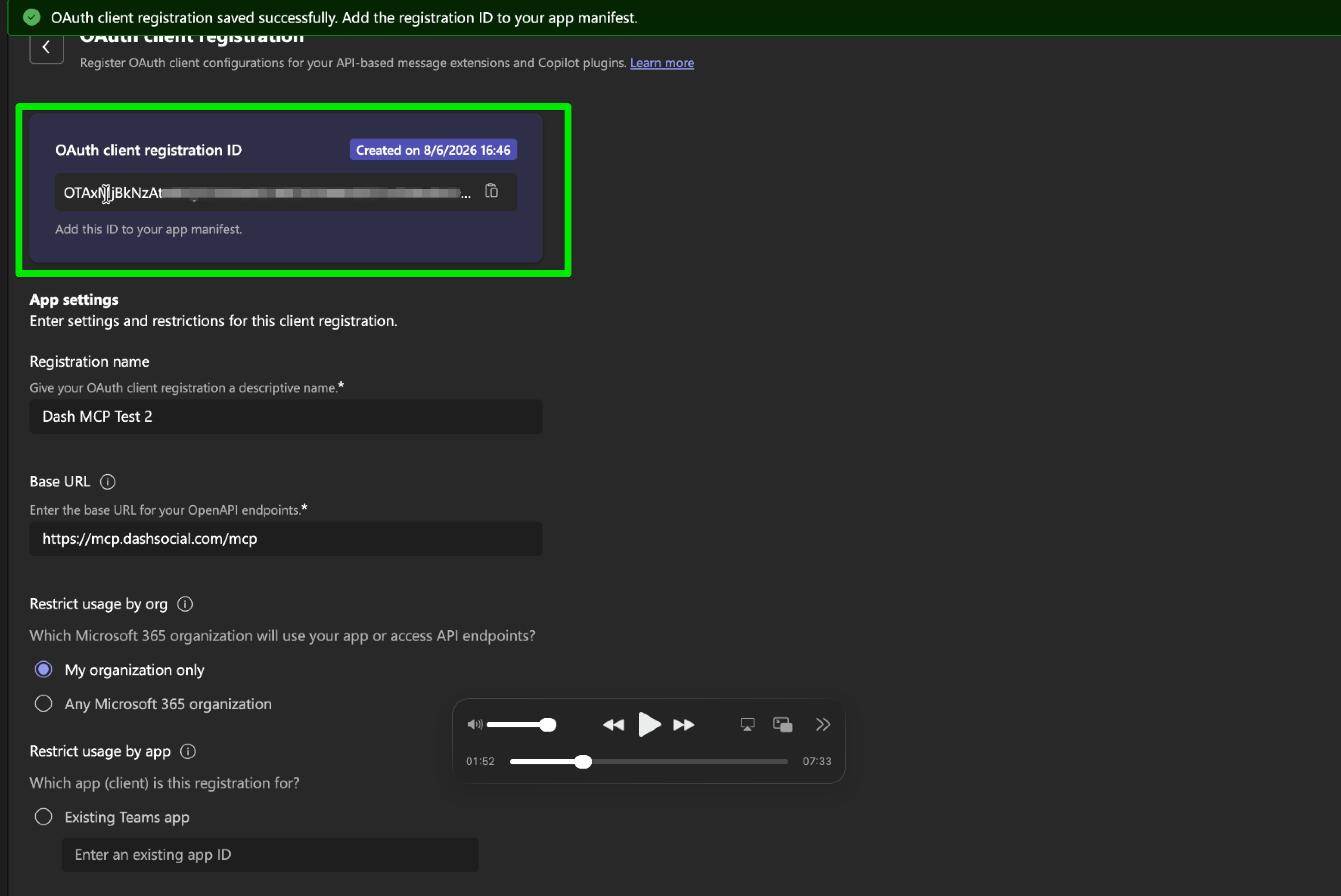 Registration client ID