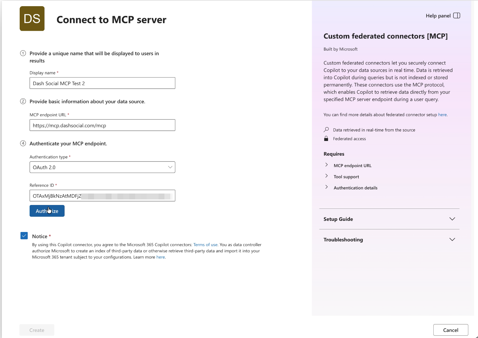 Connector configuration with reference ID