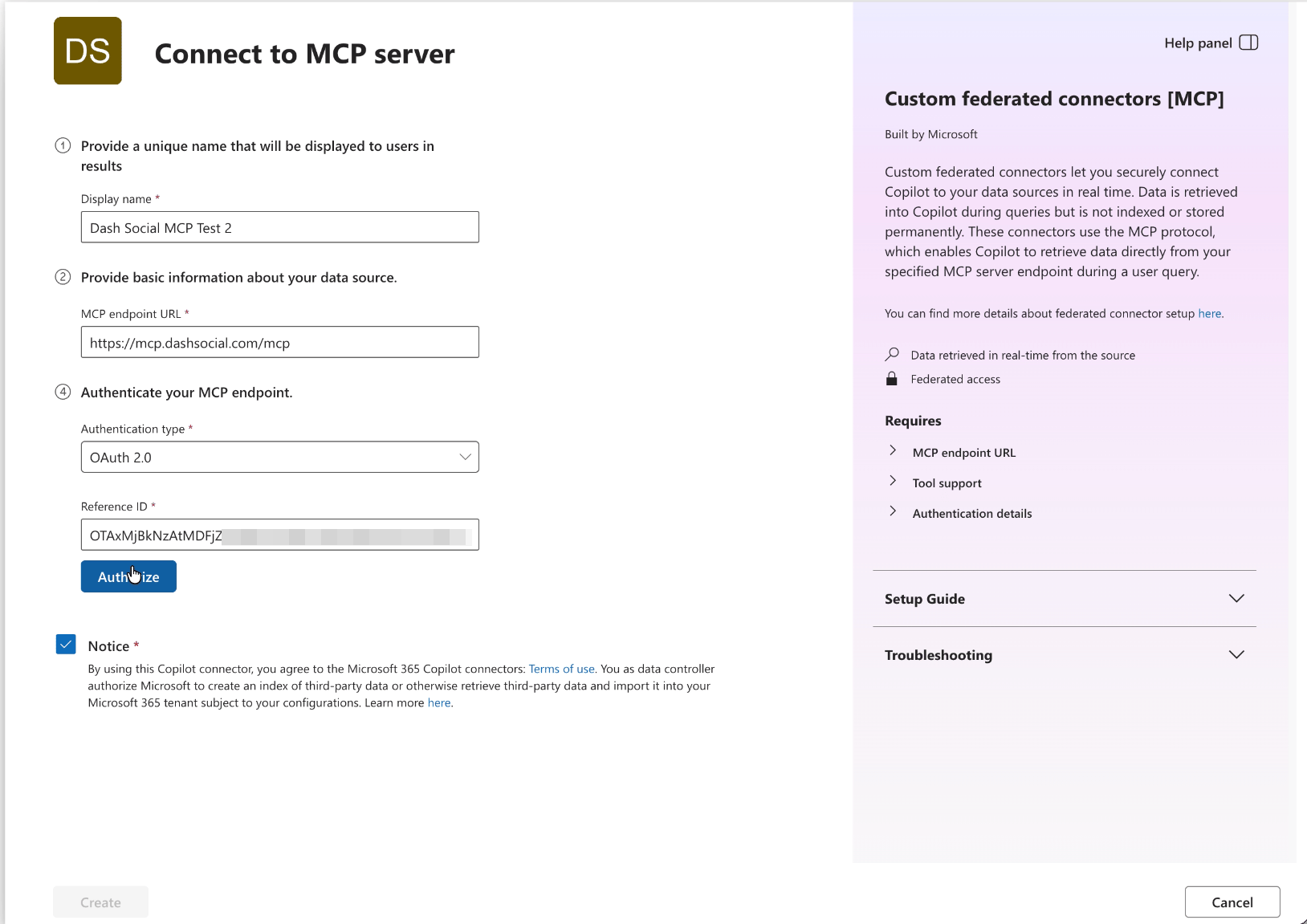 Connector configuration with reference ID