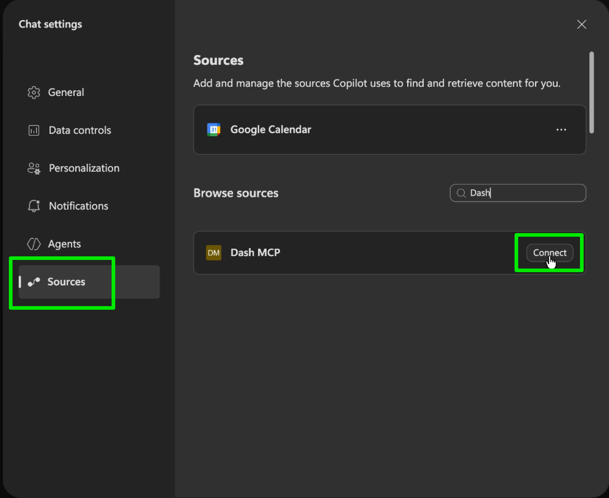 Search and connect to Dash Social MCP