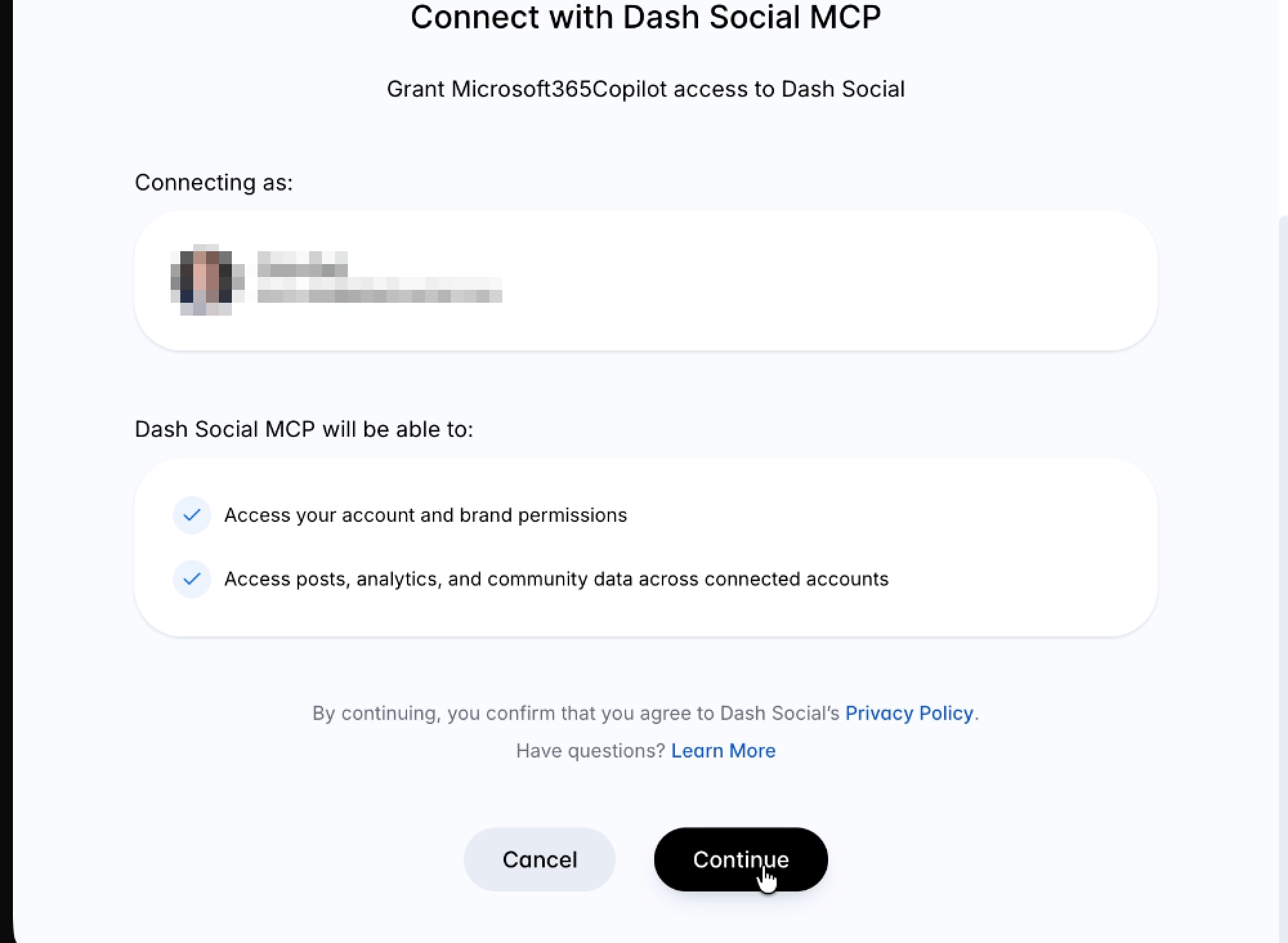 Dash Social authentication prompt