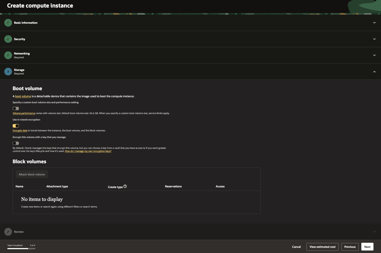 Picture 22. Boot Volume settings - keep the defaults unless required otherwise