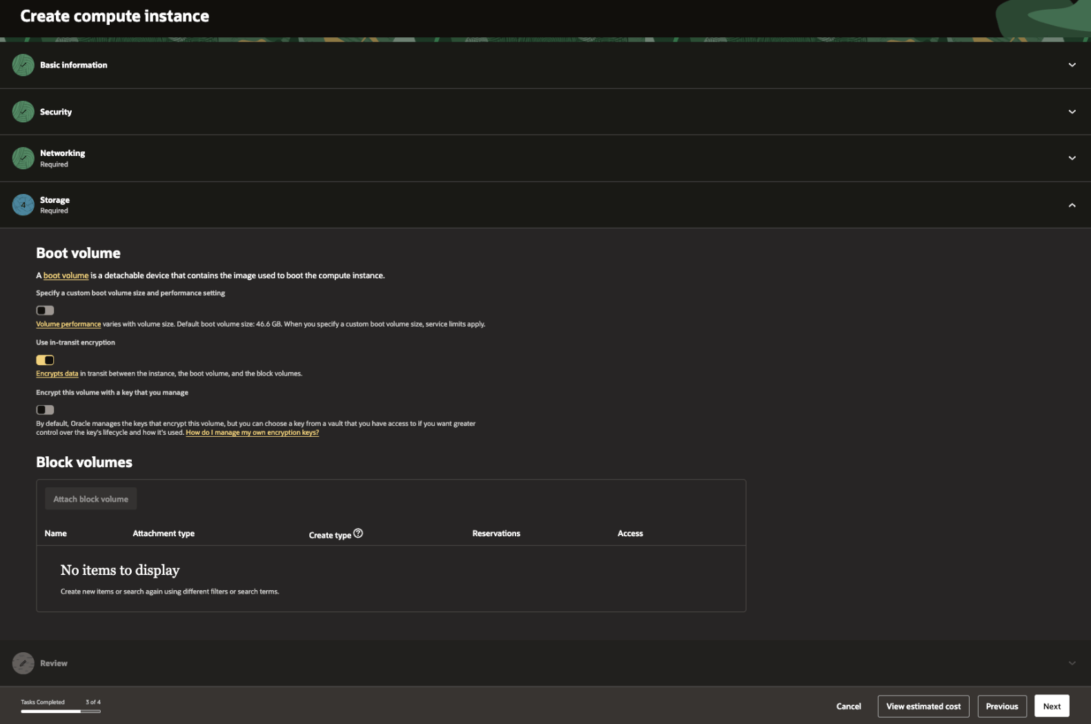 Picture 22. Boot Volume settings - keep the defaults unless required otherwise
