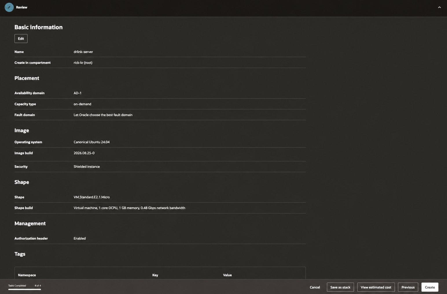 그림 23. Review - Ubuntu 24.04 및 VM.Standard.E2.1.Micro 확인