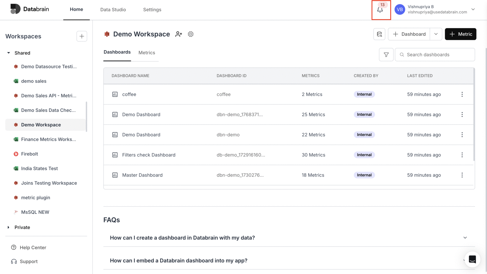 Alerts for data source and datamart issues