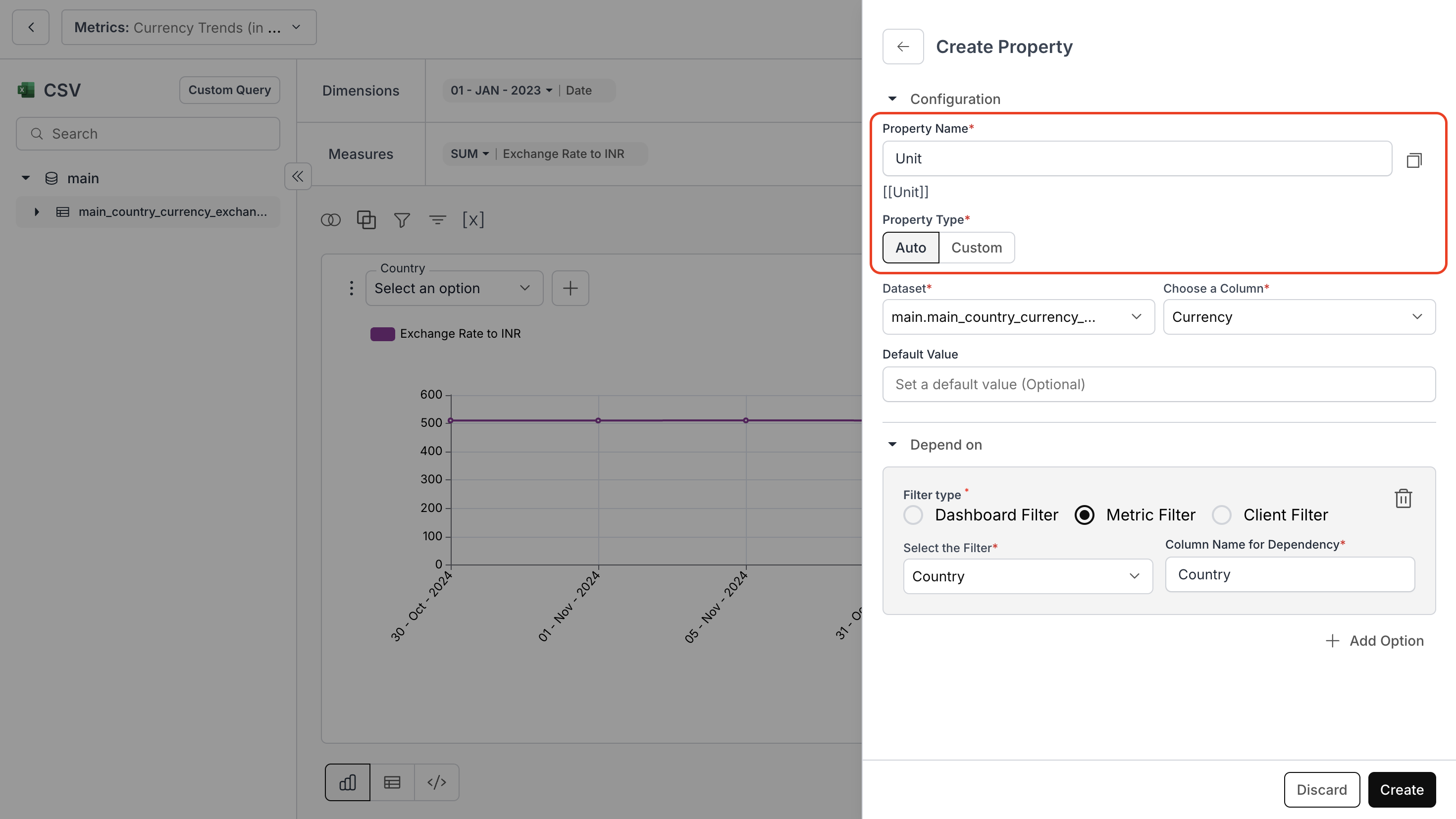 Selecting between Auto and Custom dynamic property types