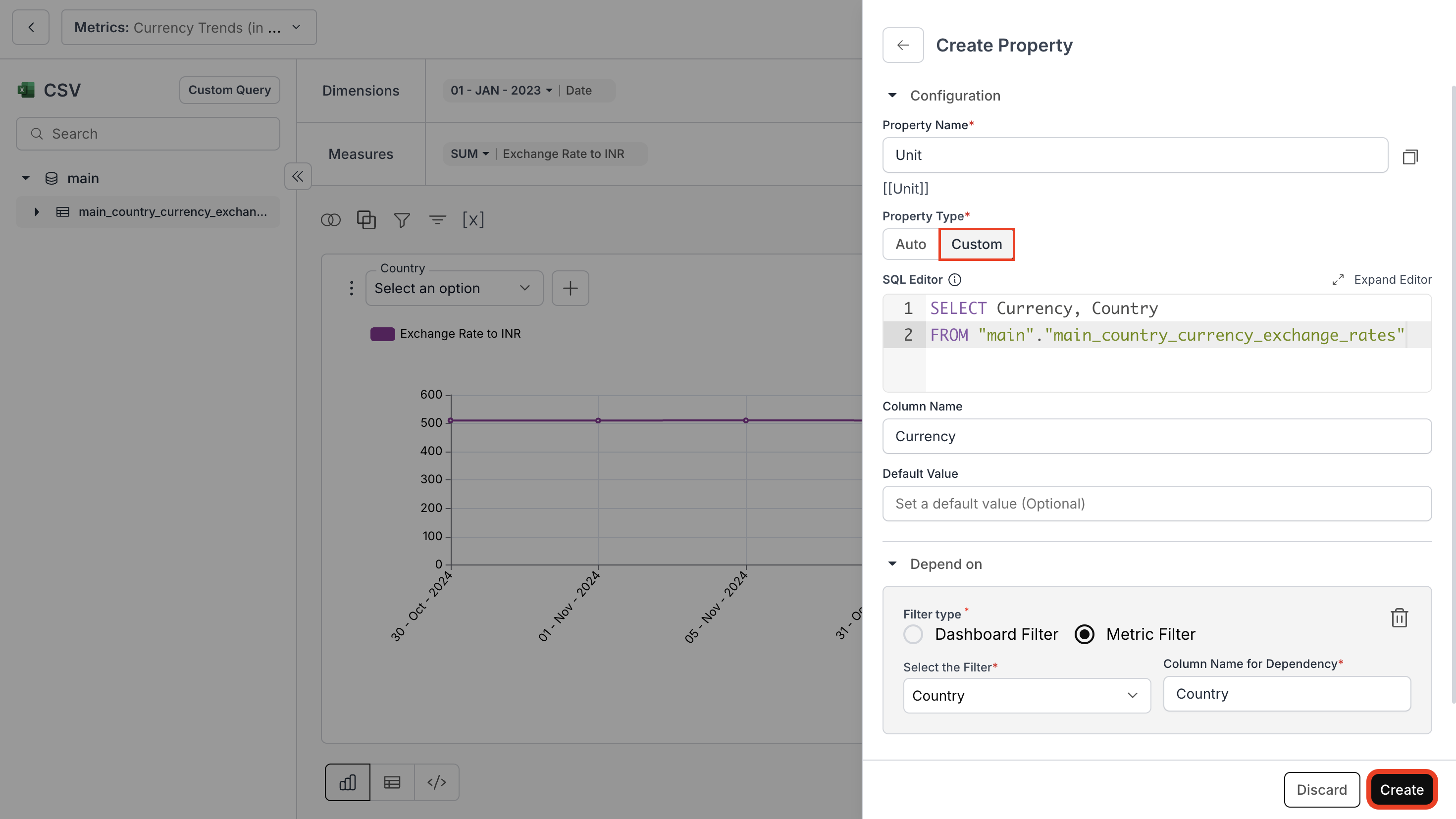 Configuring a Custom dynamic property using SQL query