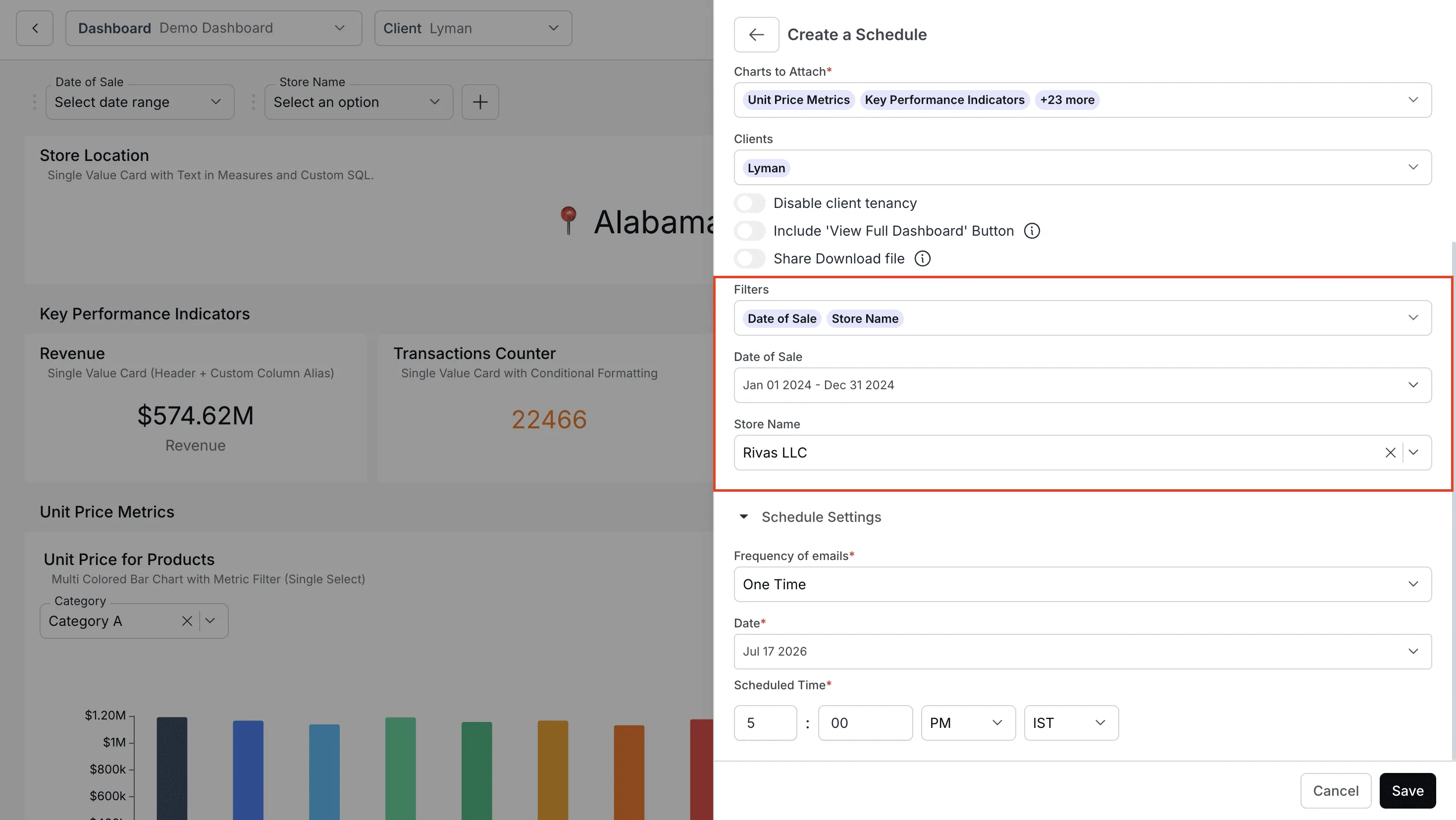 Dashboard Filters in Scheduled Reports