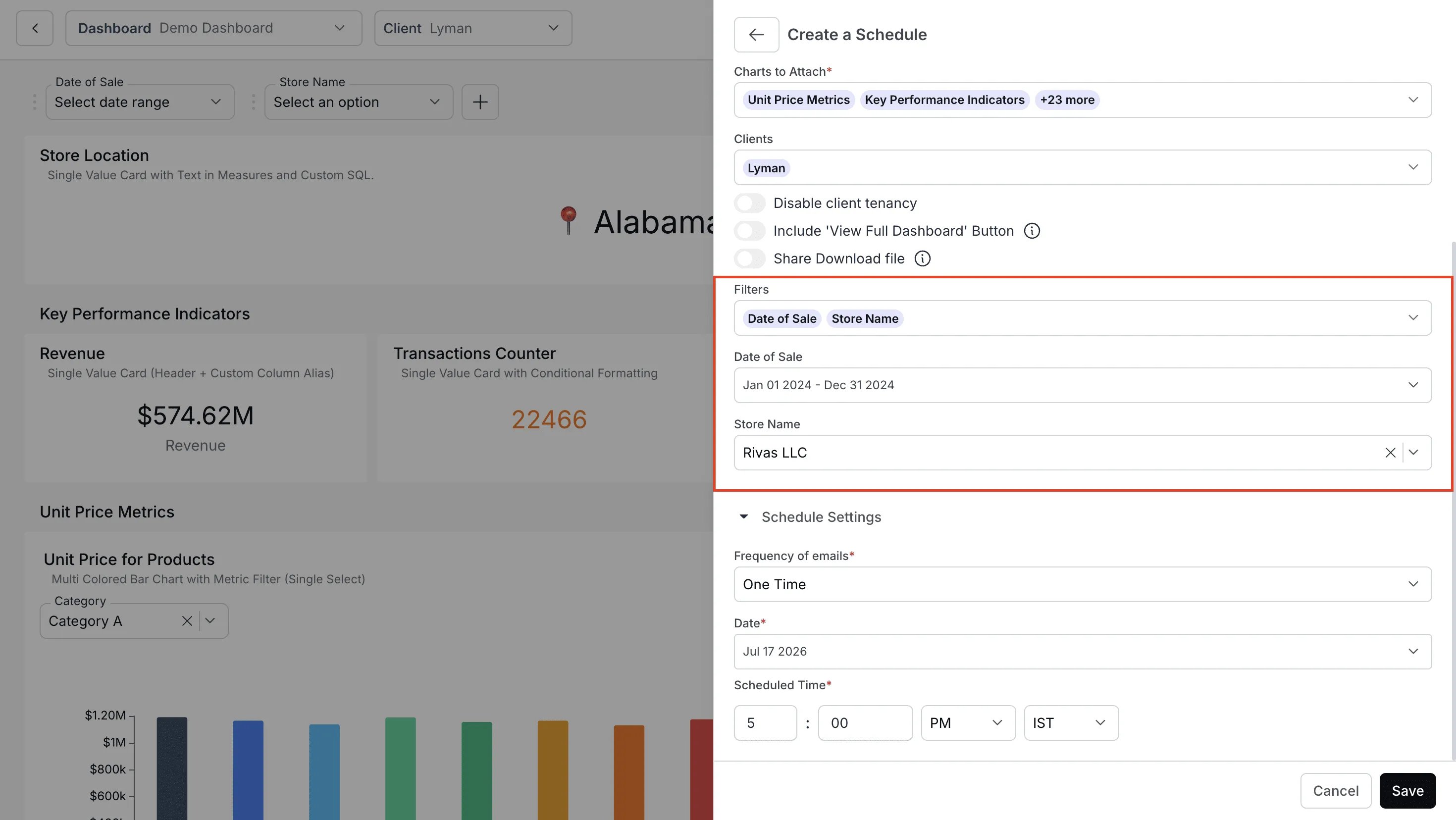 Dashboard Filters in Scheduled Reports