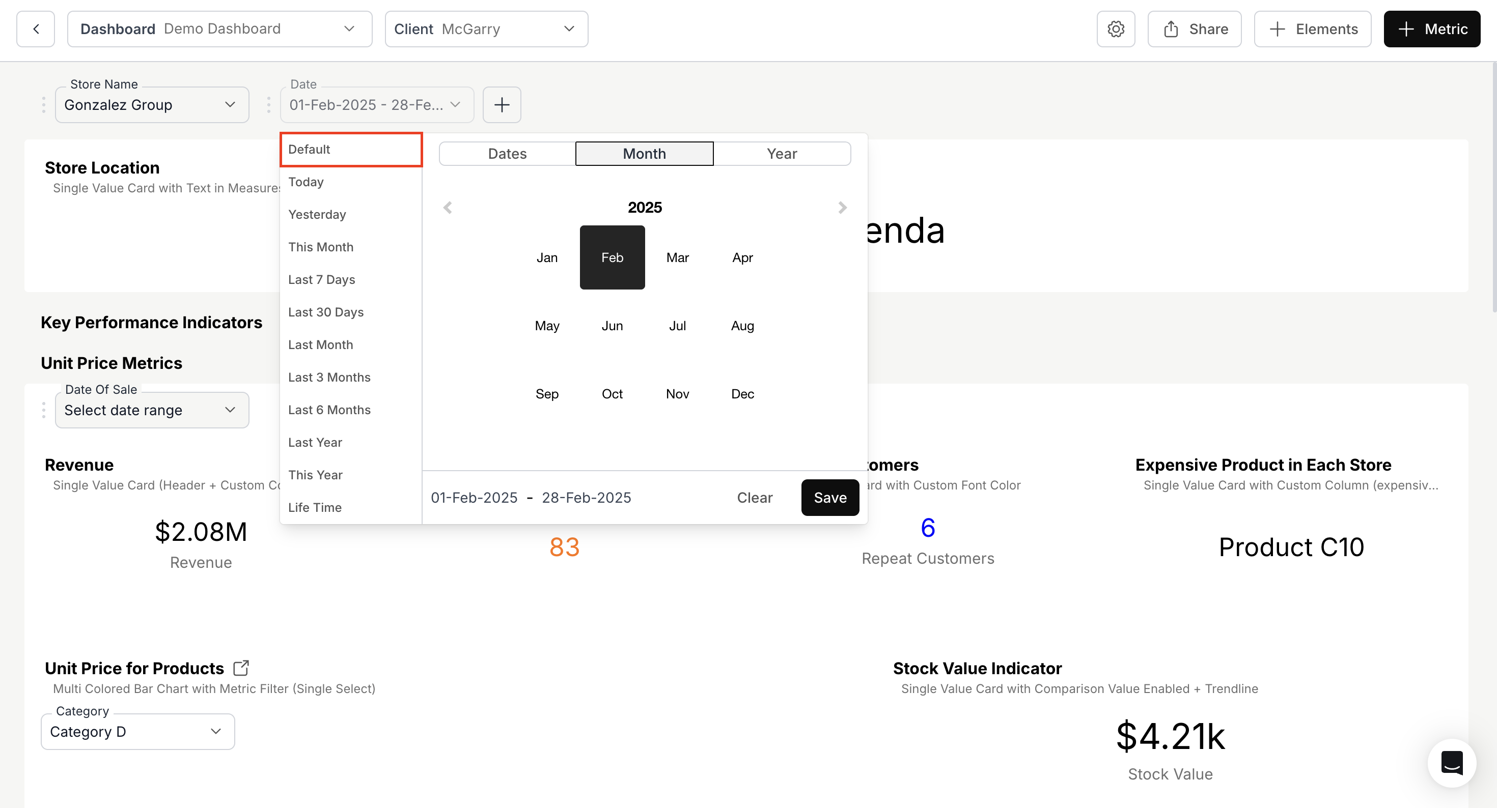 Revert to Default Date - Dashboard Filter
