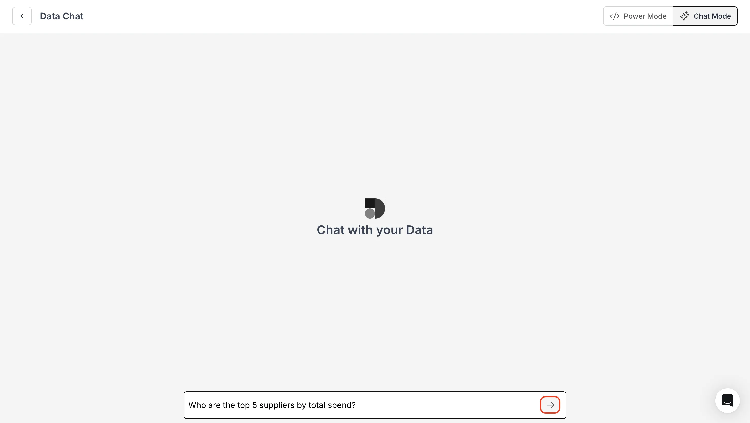 Entering a natural language question in Chat Mode to generate a metric