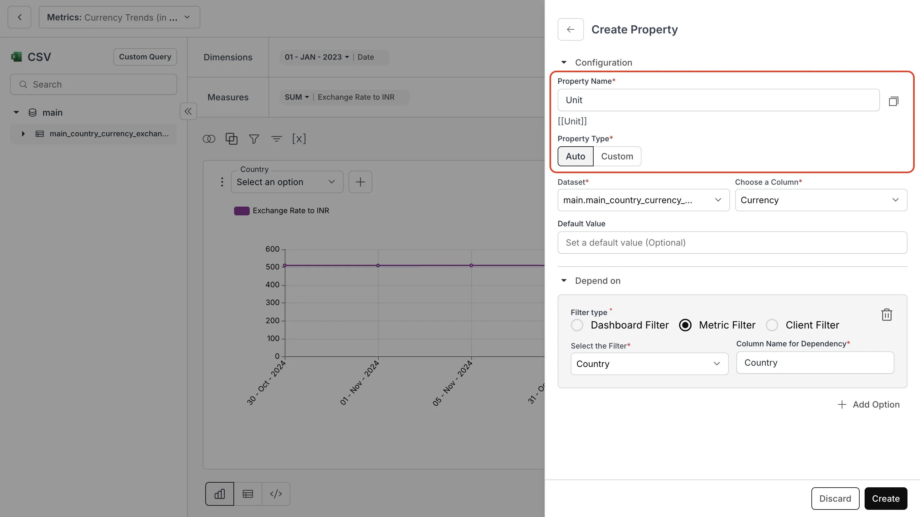Selecting between Auto and Custom dynamic property types