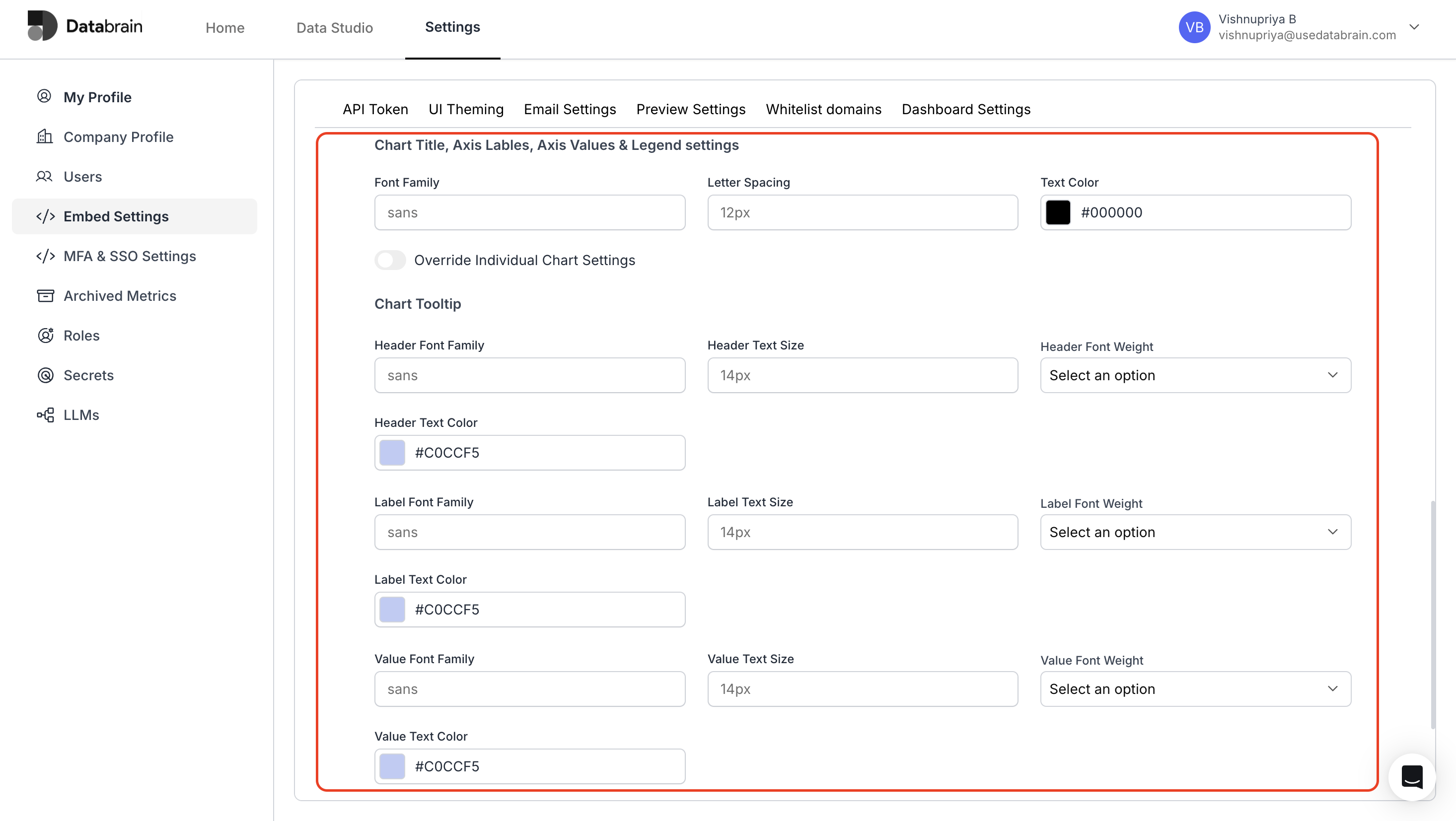 Configure Chart Settings