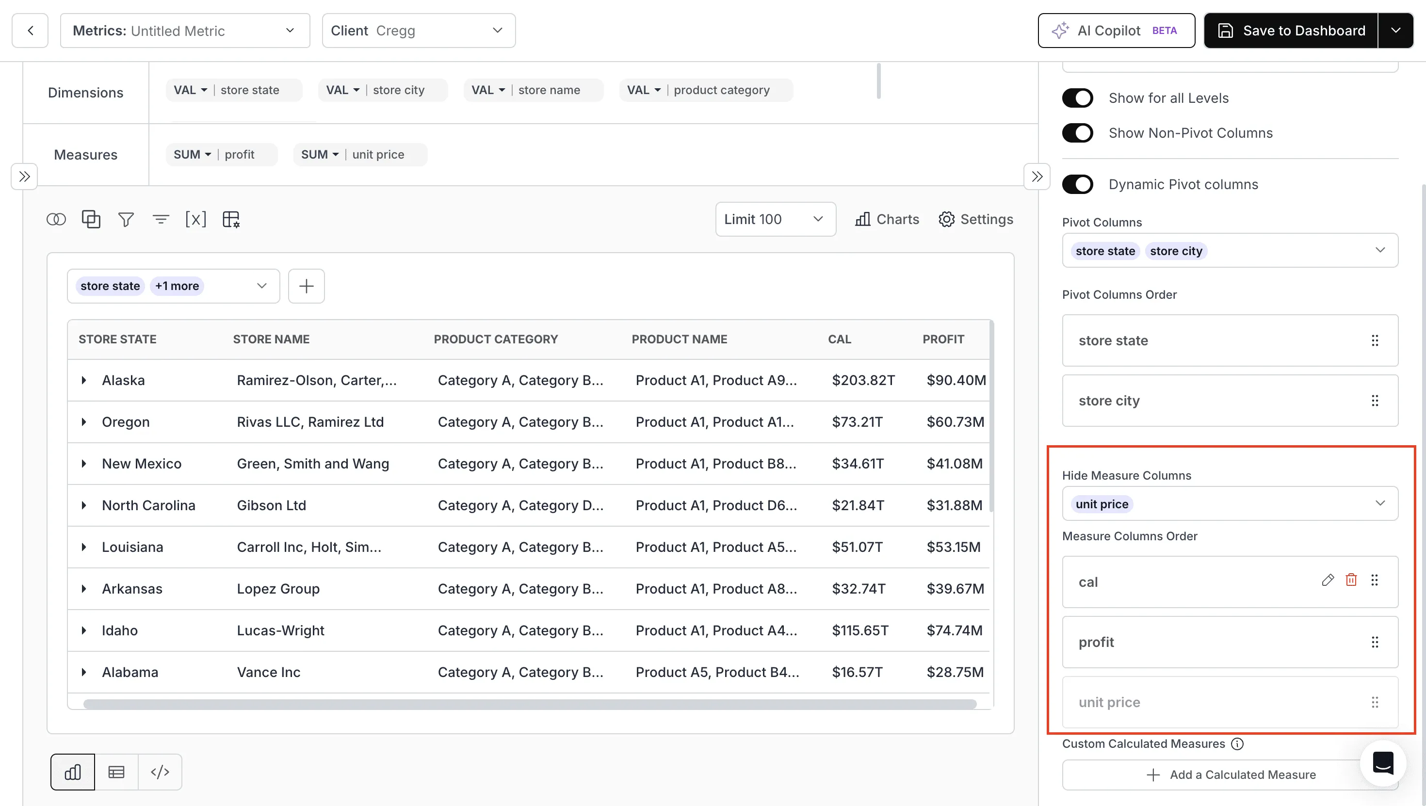 Rename and reorder custom calculated measures in Pivot Table V3