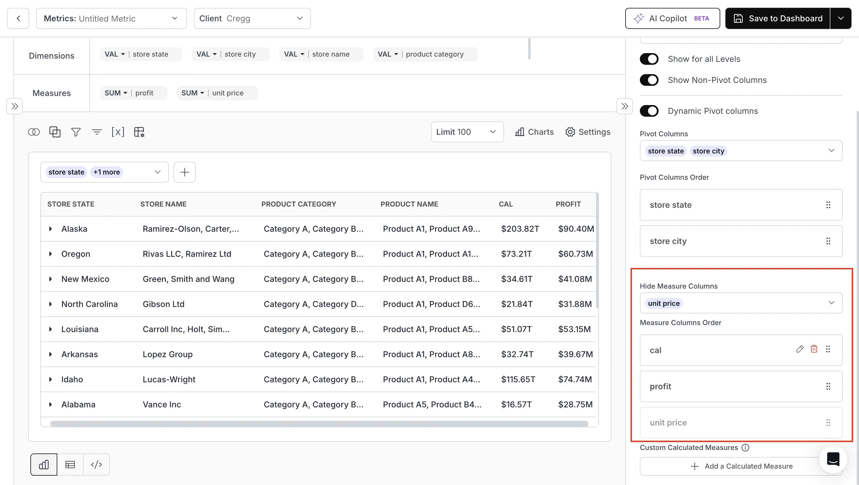 Rename and reorder custom calculated measures in Pivot Table V3