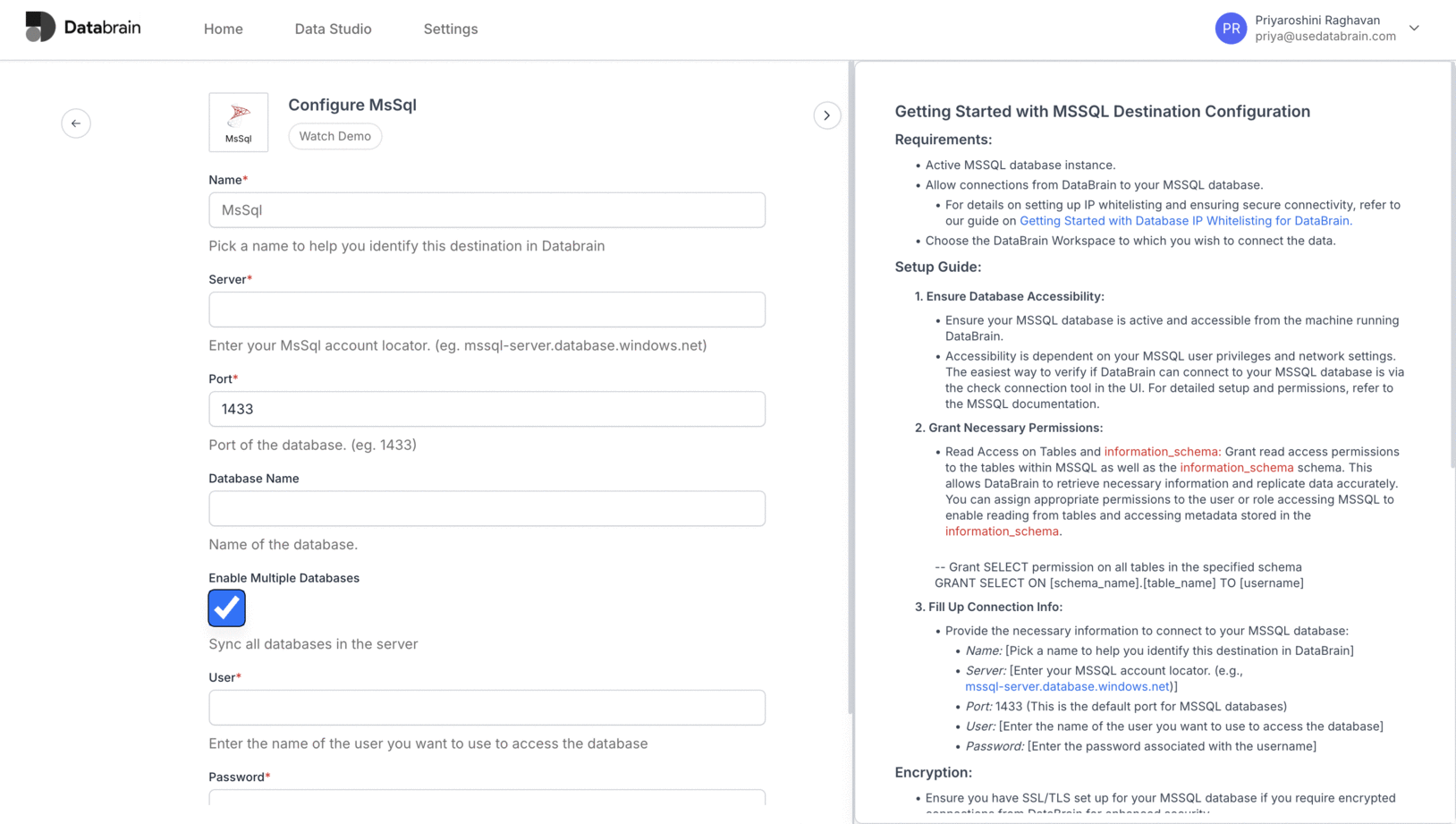 Enable Multiple Databases MSSQL Gi