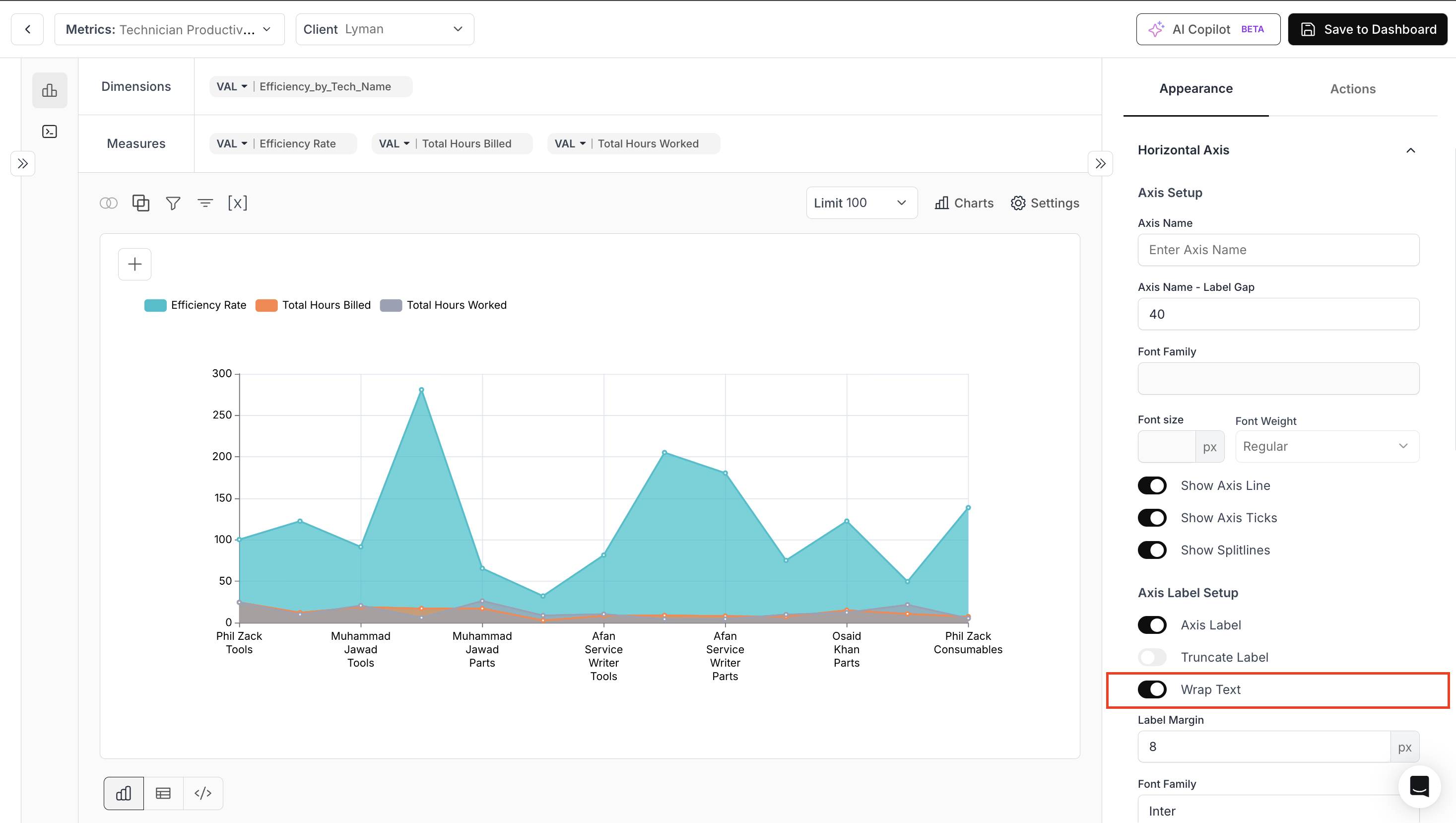 Wrap Text setting for X-axis labels