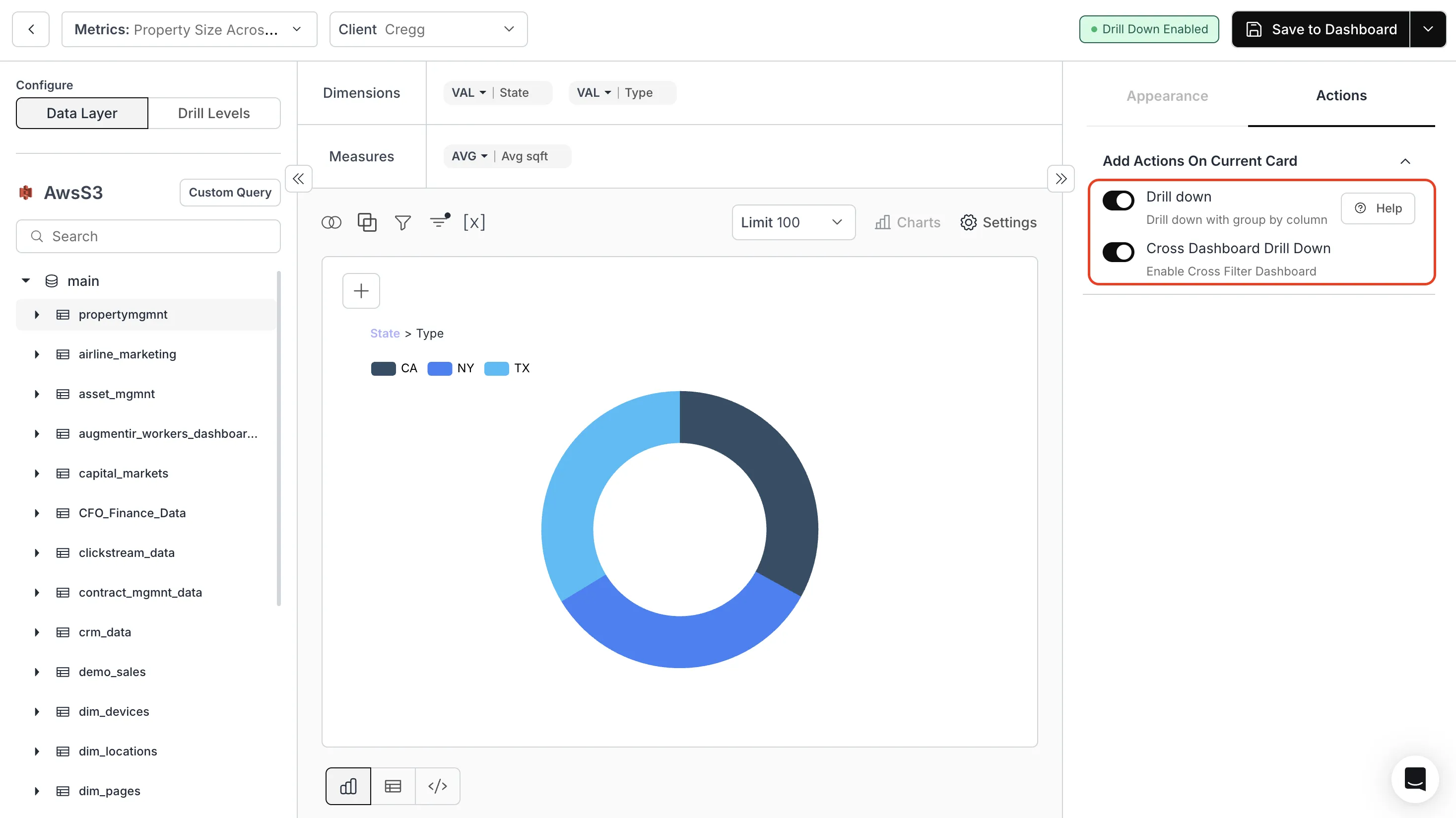 Enabling drill down functionality within charts for deeper exploration