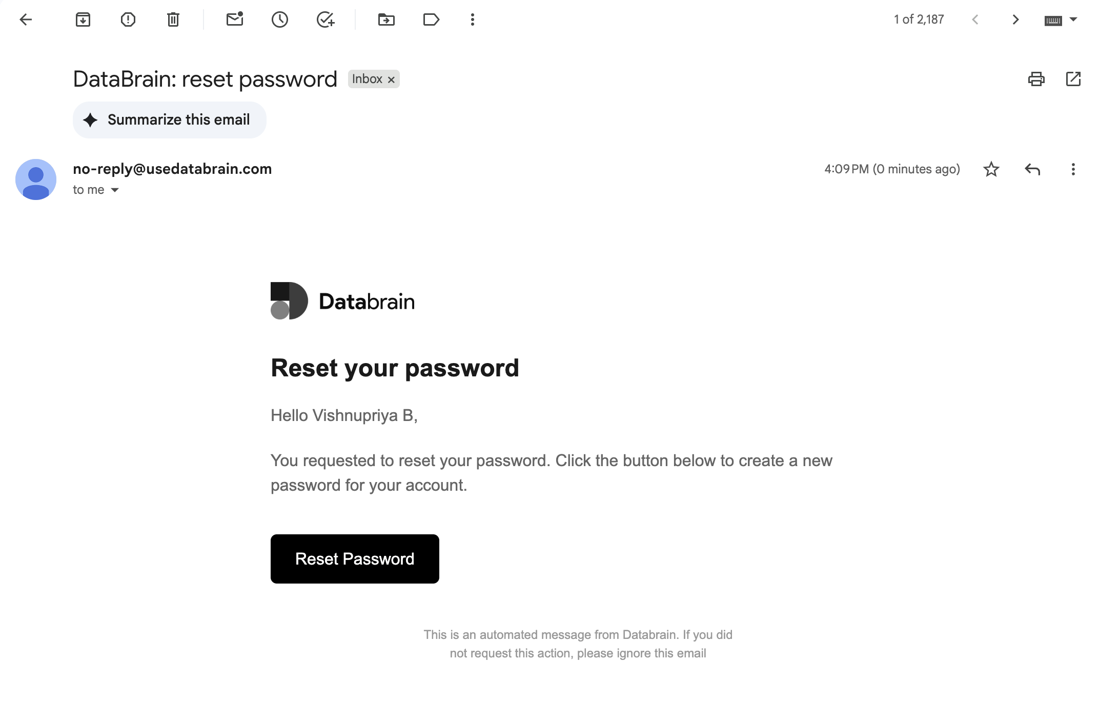 Reset password link