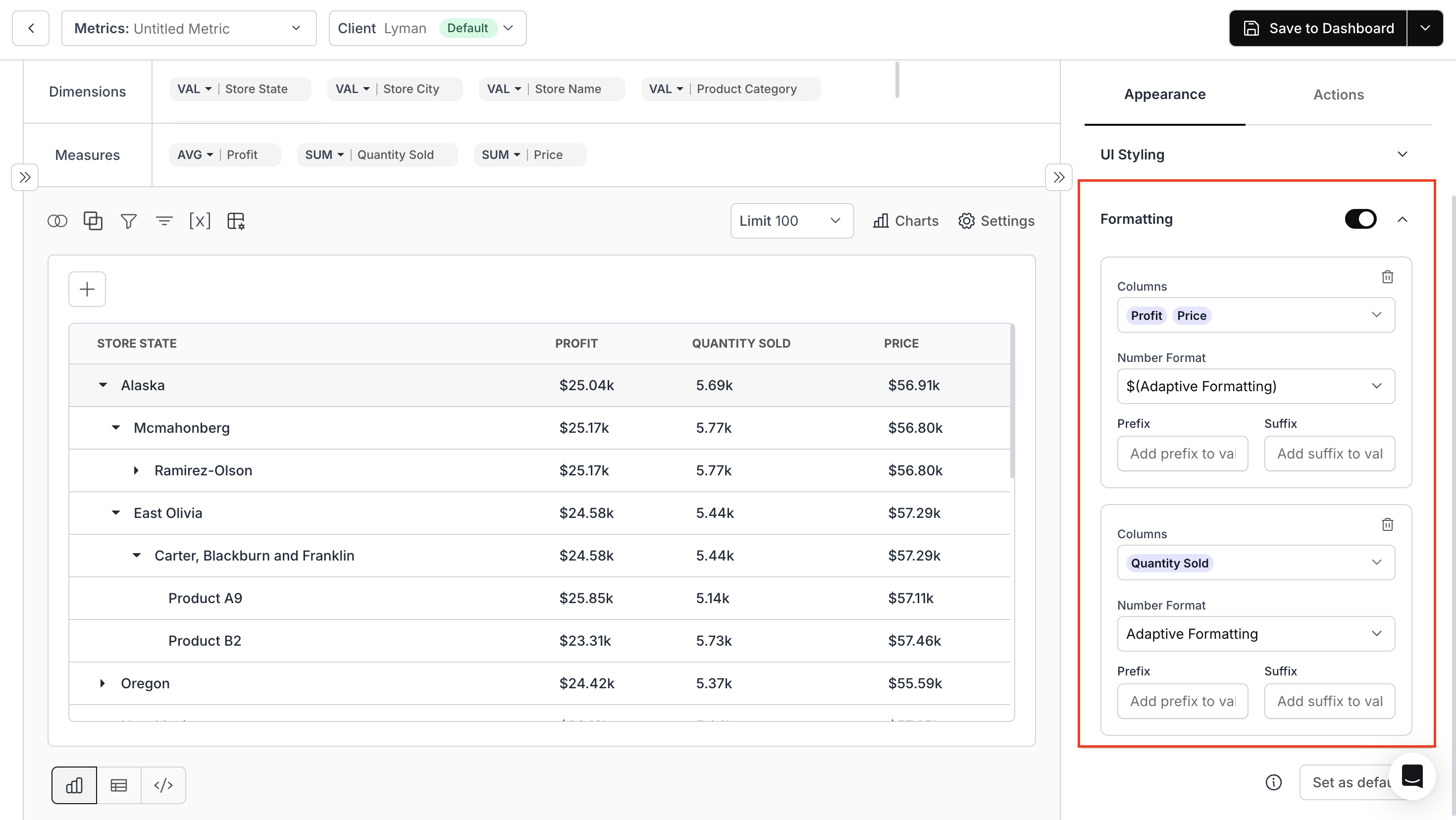 Individual Column Formatting