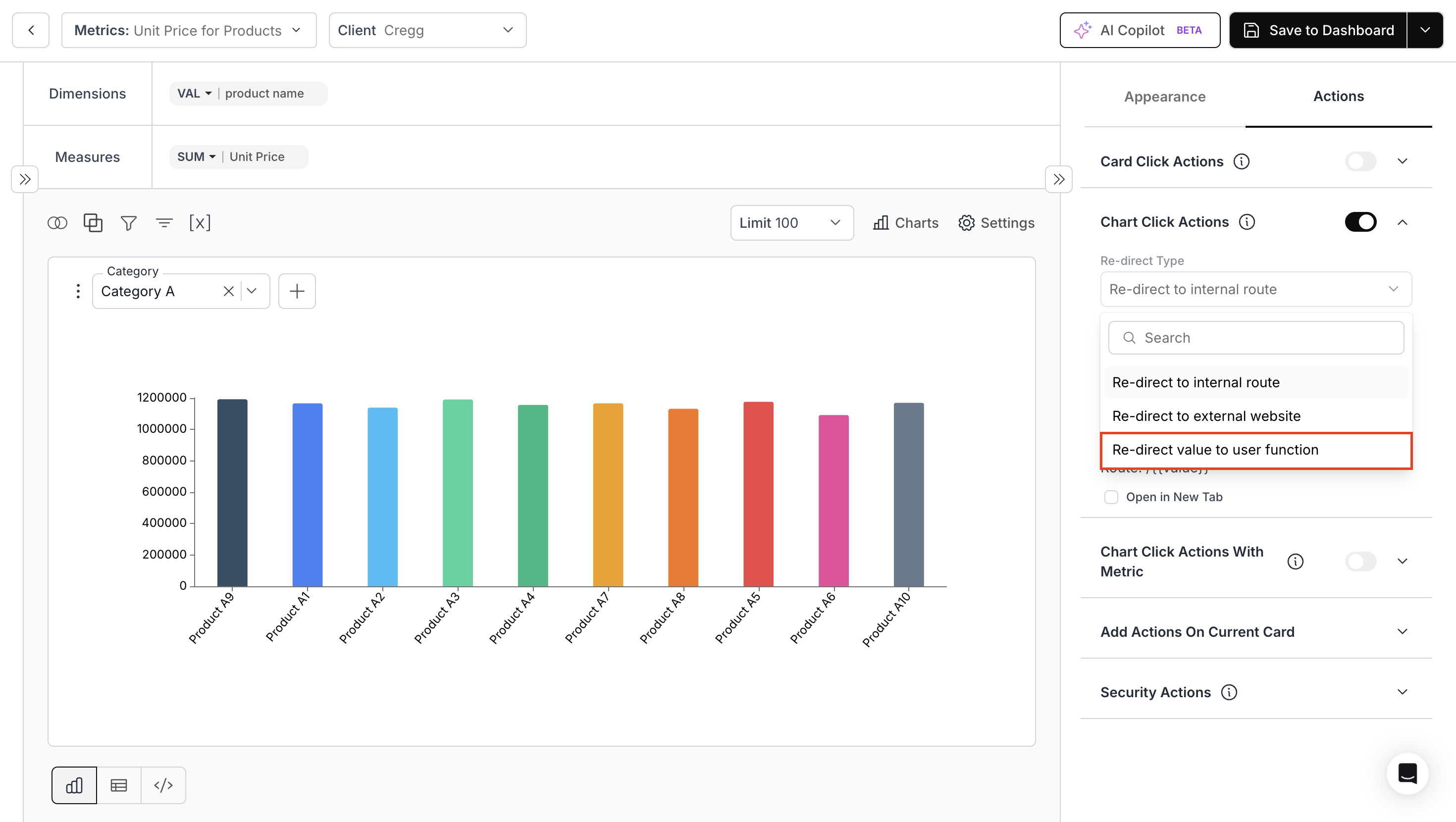 User-Defined Click Action on Charts