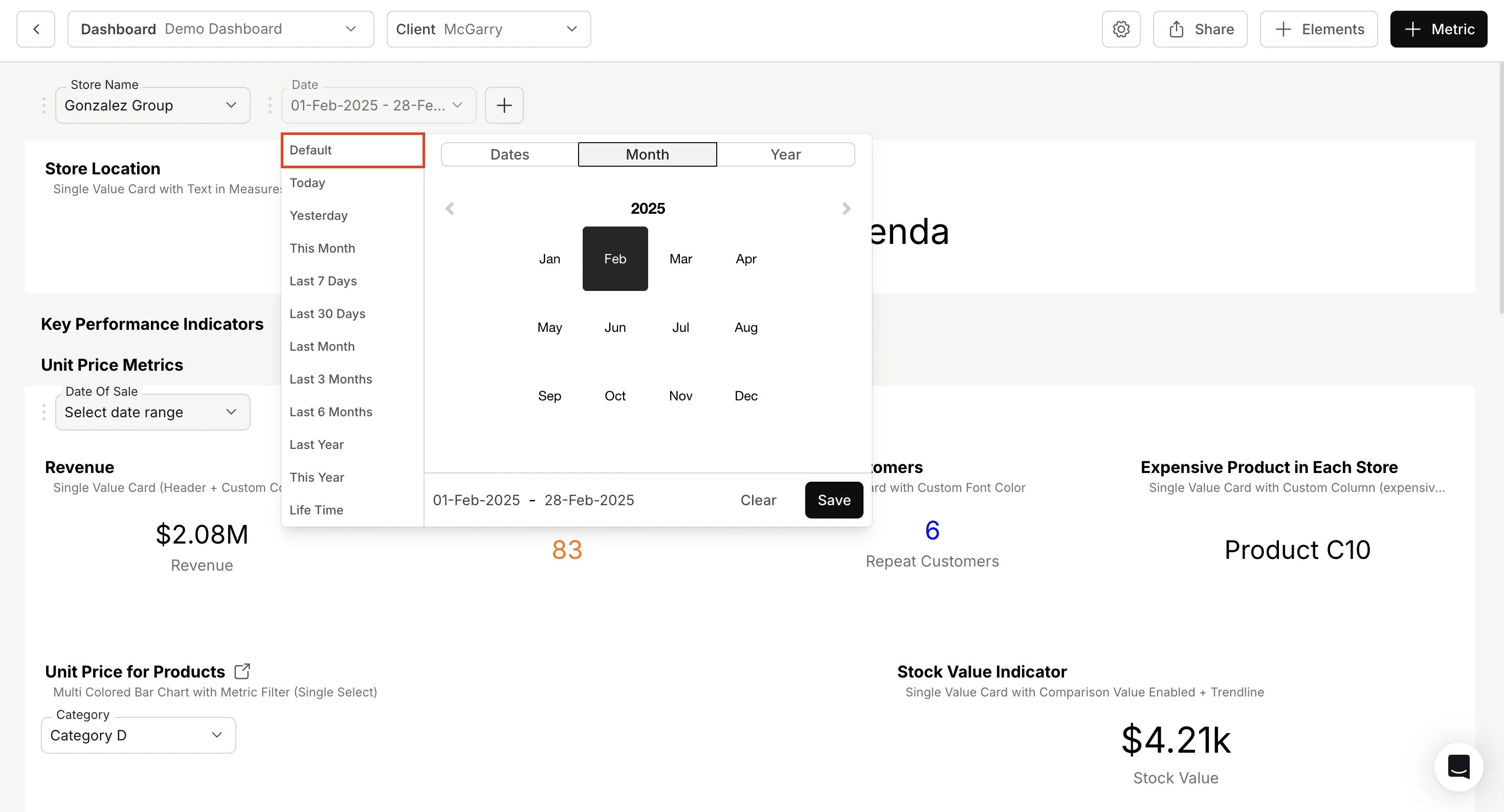 Revert to Default Date - Dashboard Filter