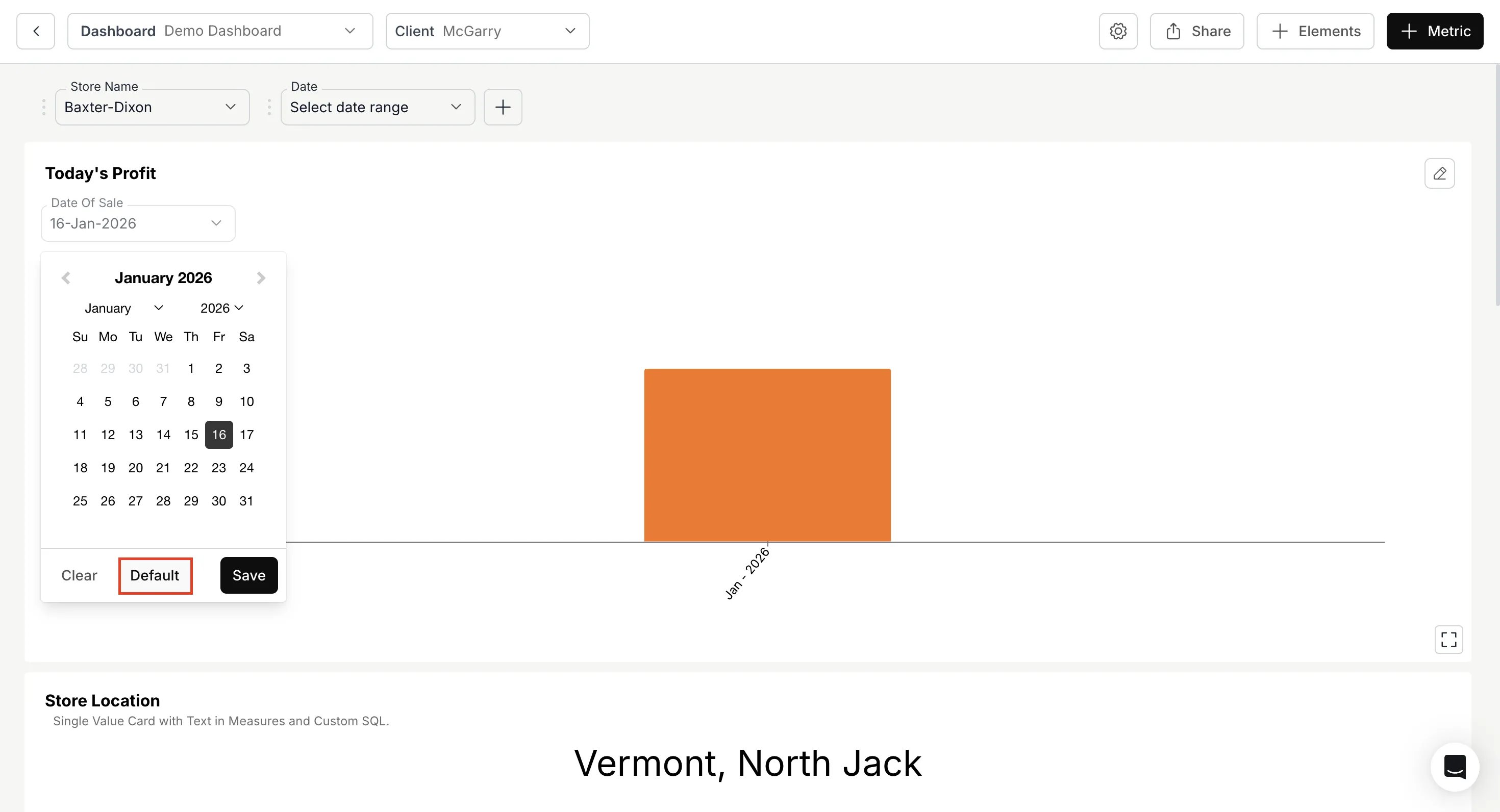 Revert to Default Date - Metric Filter