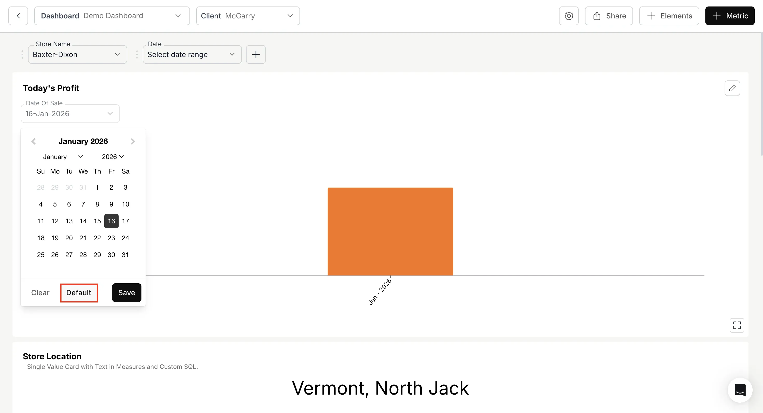 Revert to Default Date - Metric Filter