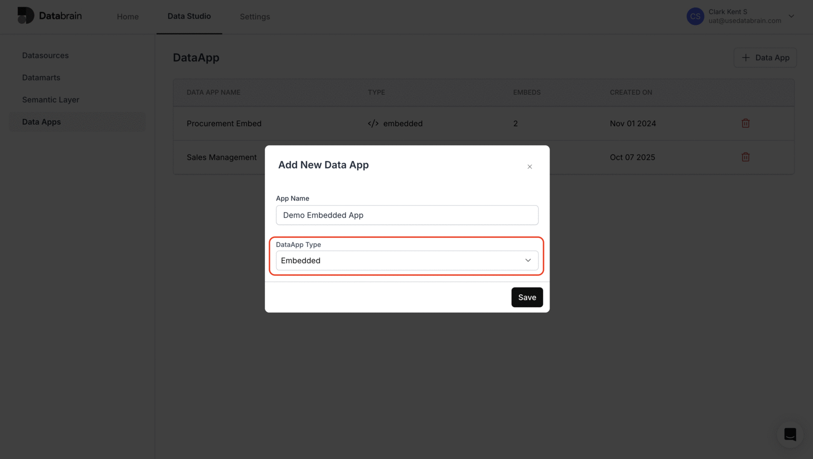 Configure Dataapp