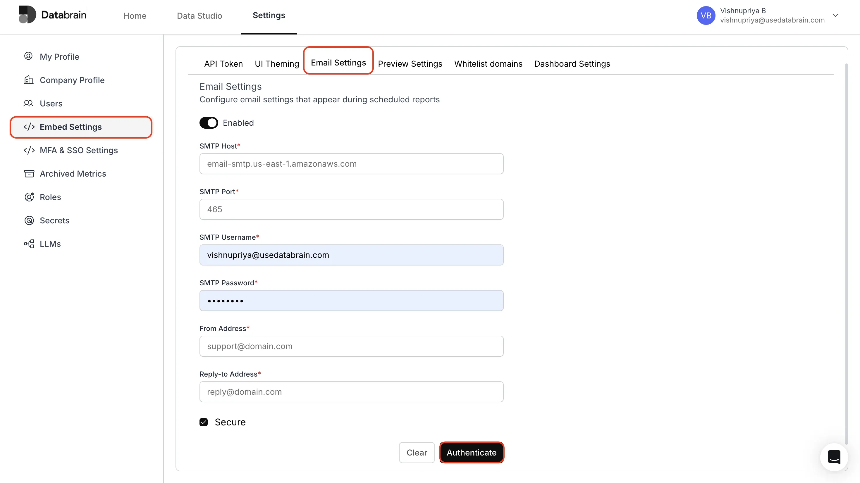 Configure Email Settings