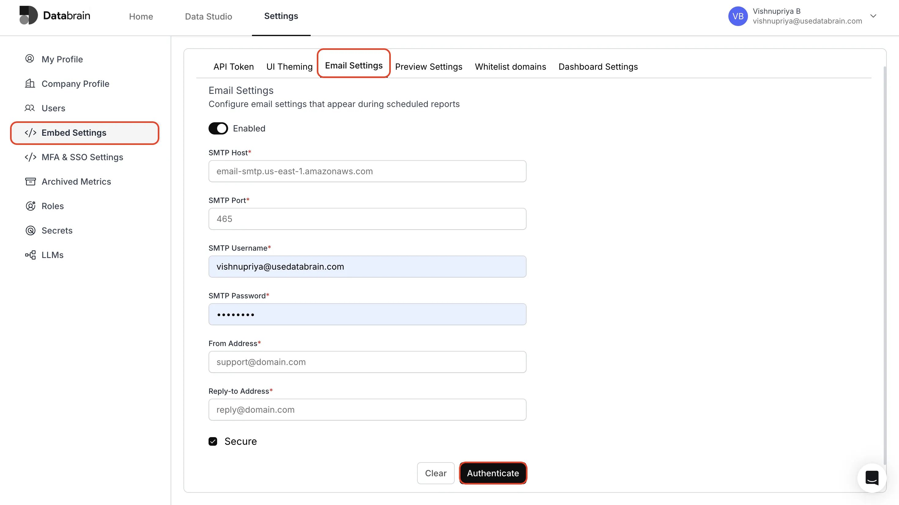 Configure Email Settings