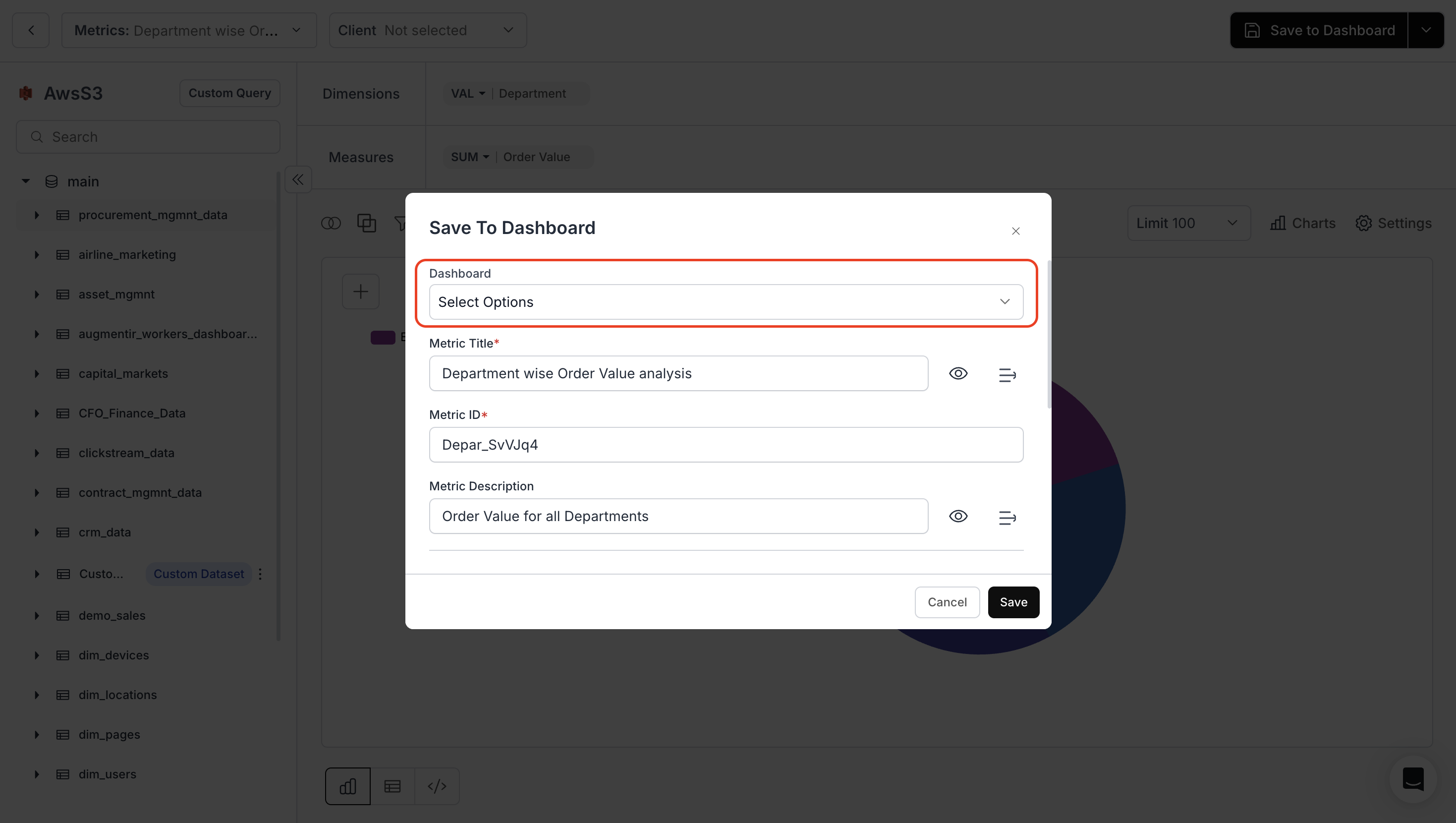View of unpublished draft metric