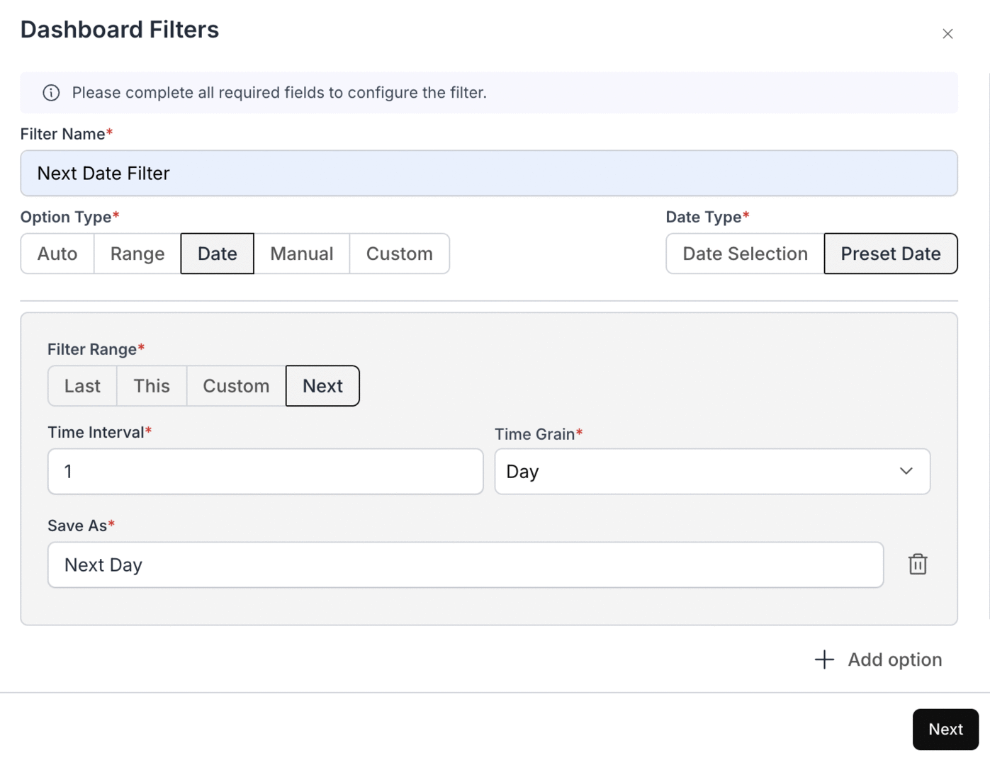 Variable Support in Metric Filter