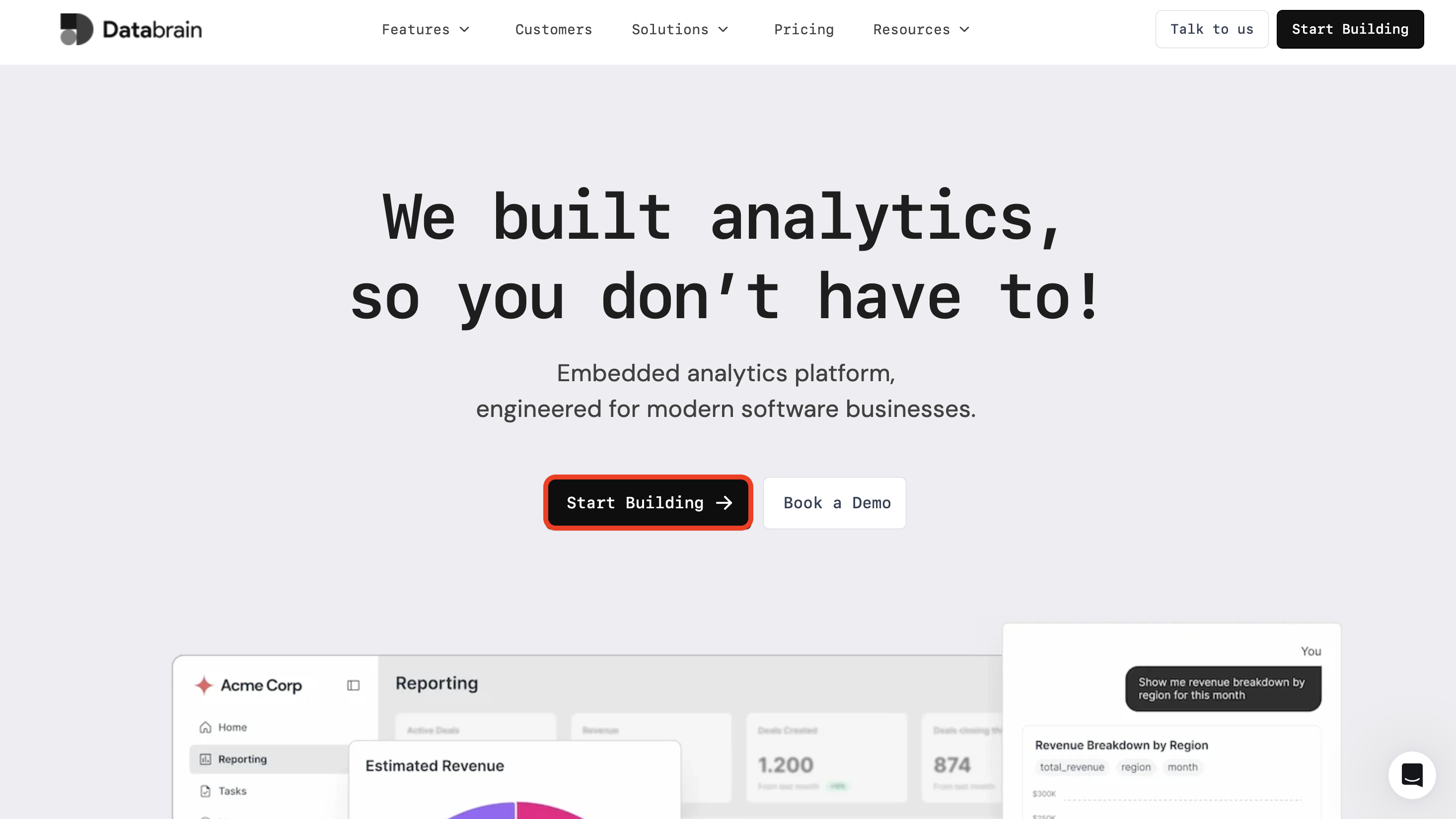 Start building button