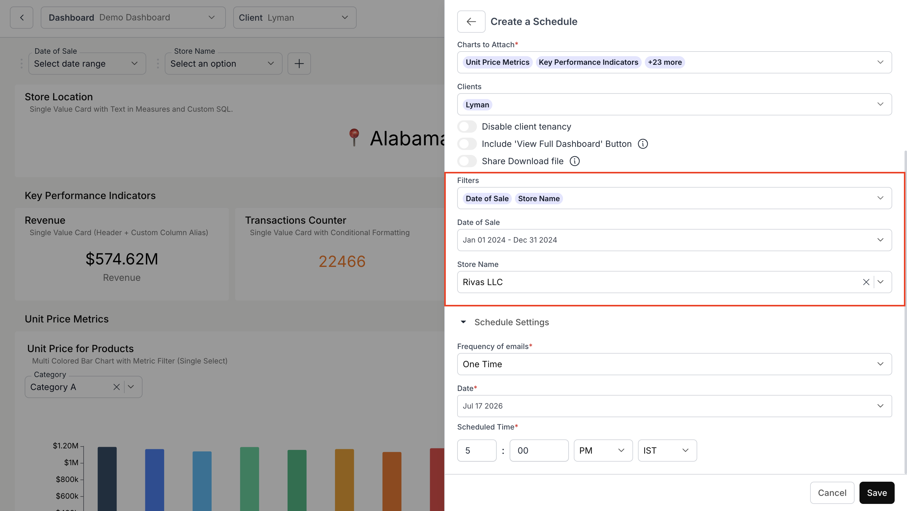 Dashboard Filters in Scheduled Reports