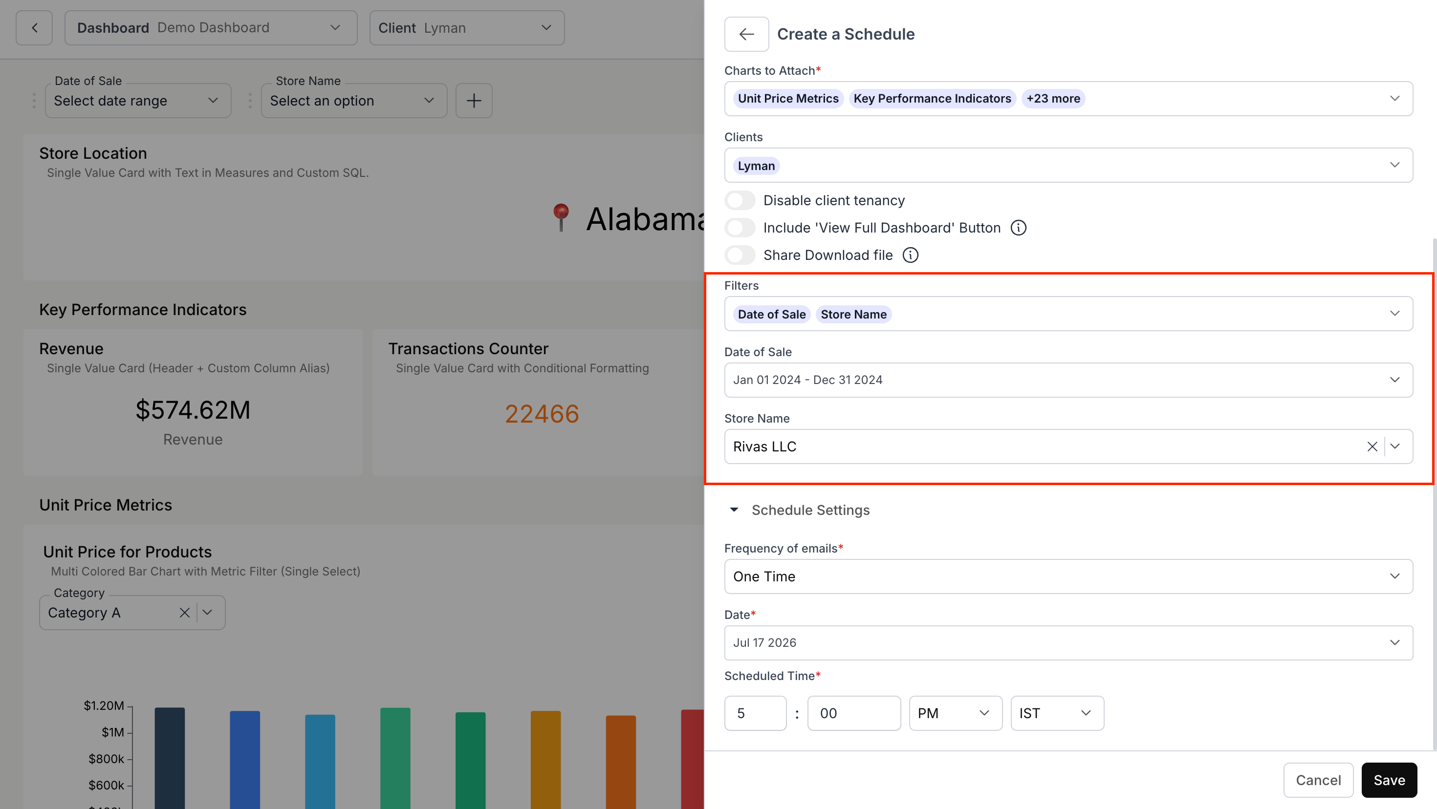 Dashboard Filters in Scheduled Reports