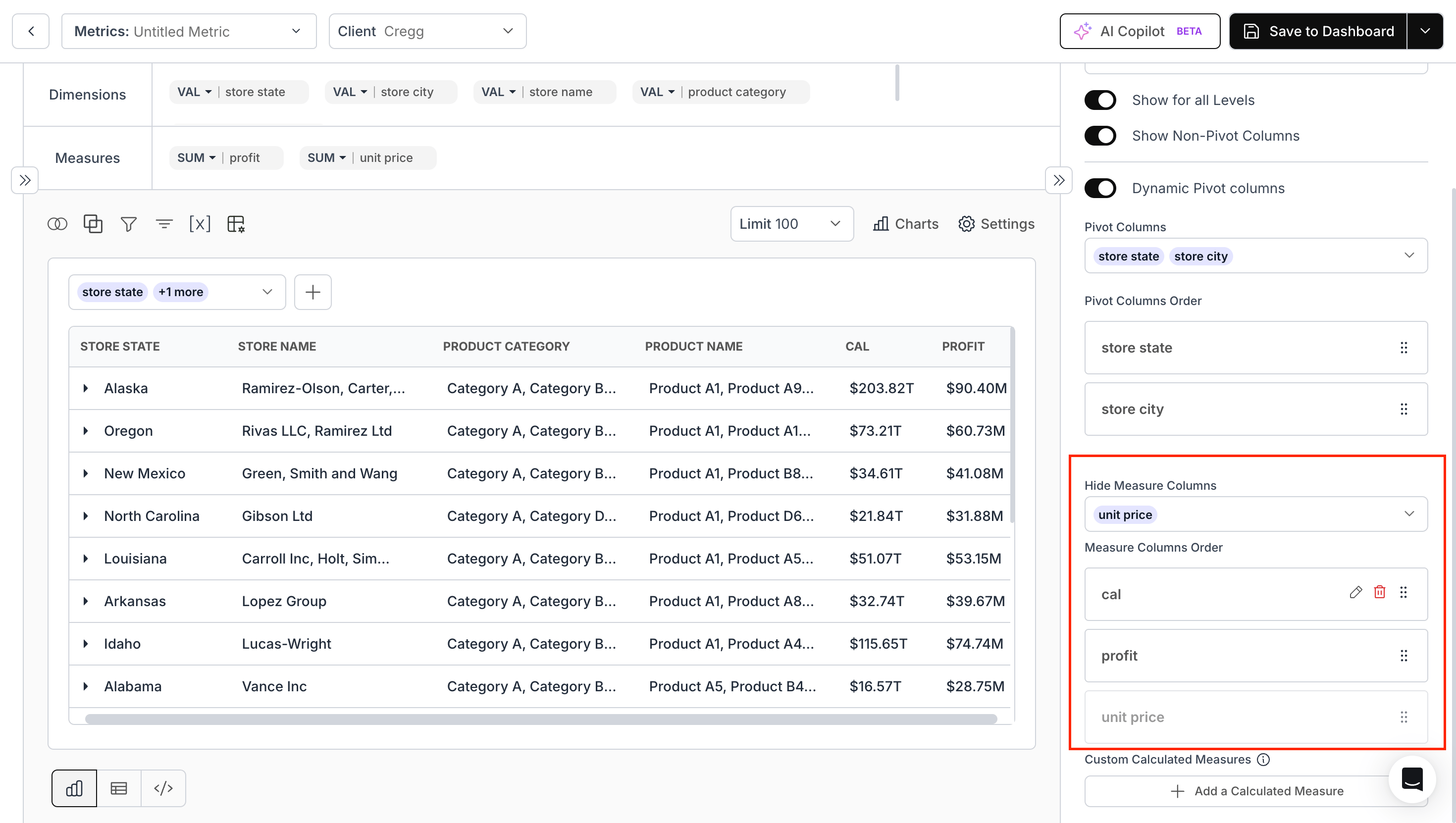 Rename and reorder custom calculated measures in Pivot Table V3
