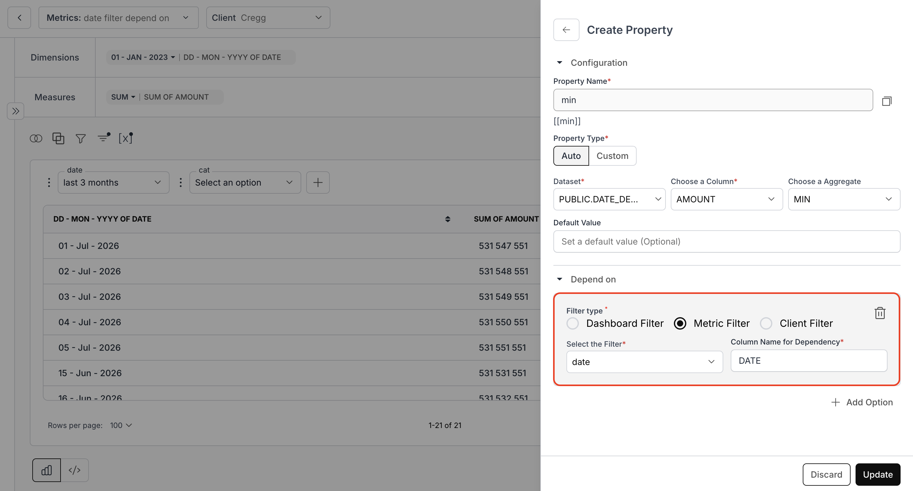 Date Filter Dependency Support