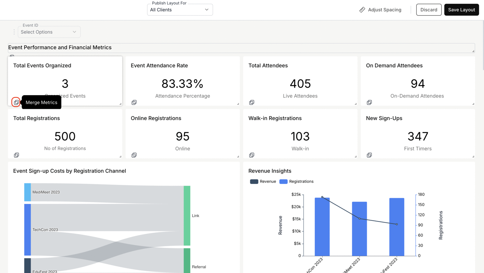 Adding section filters through the Merge Metrics dialog box