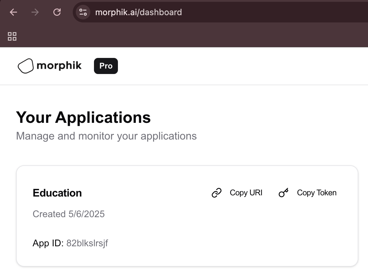 Copy URI from Morphik Dashboard