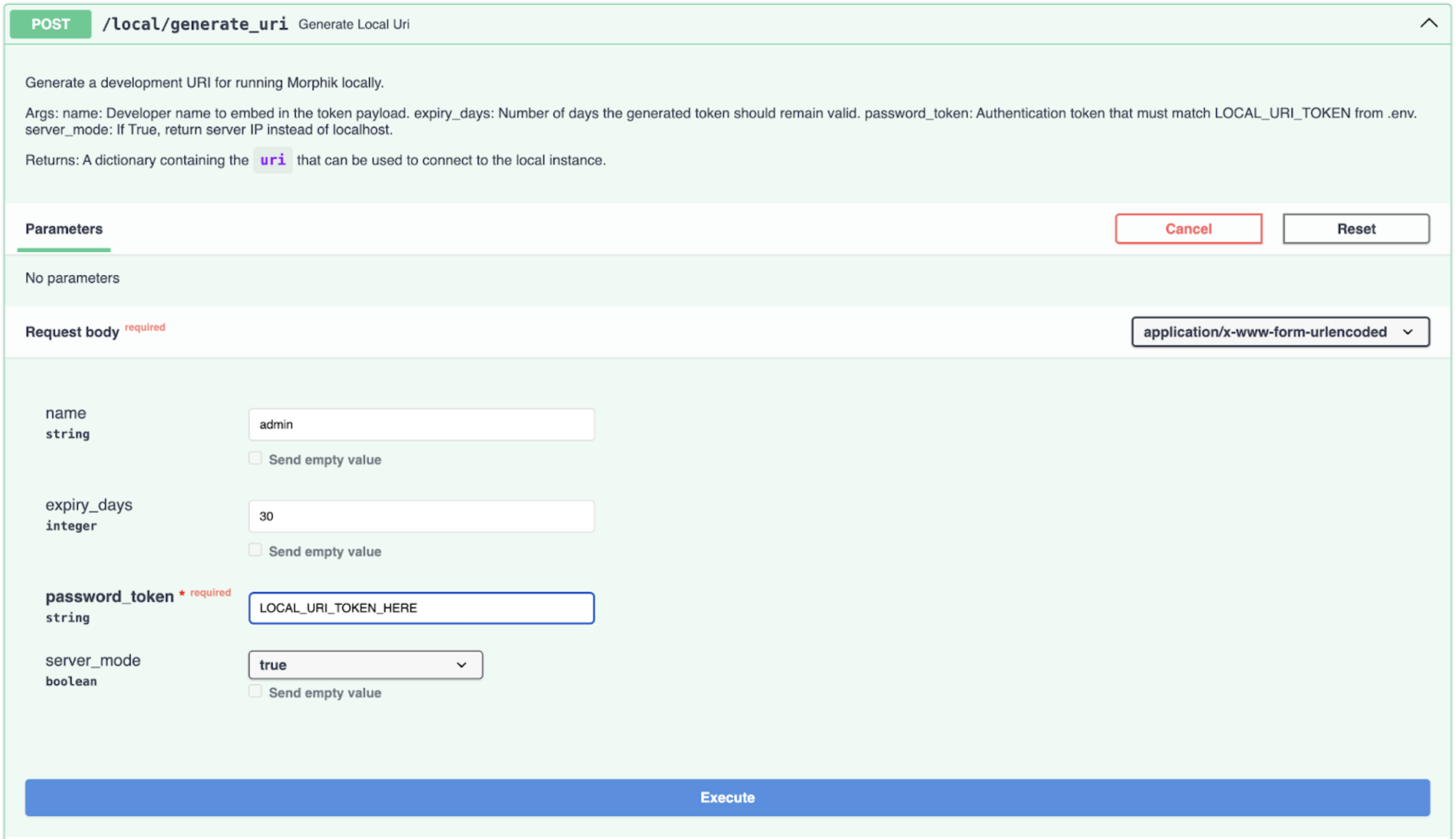 Generate Local URI endpoint in Swagger UI