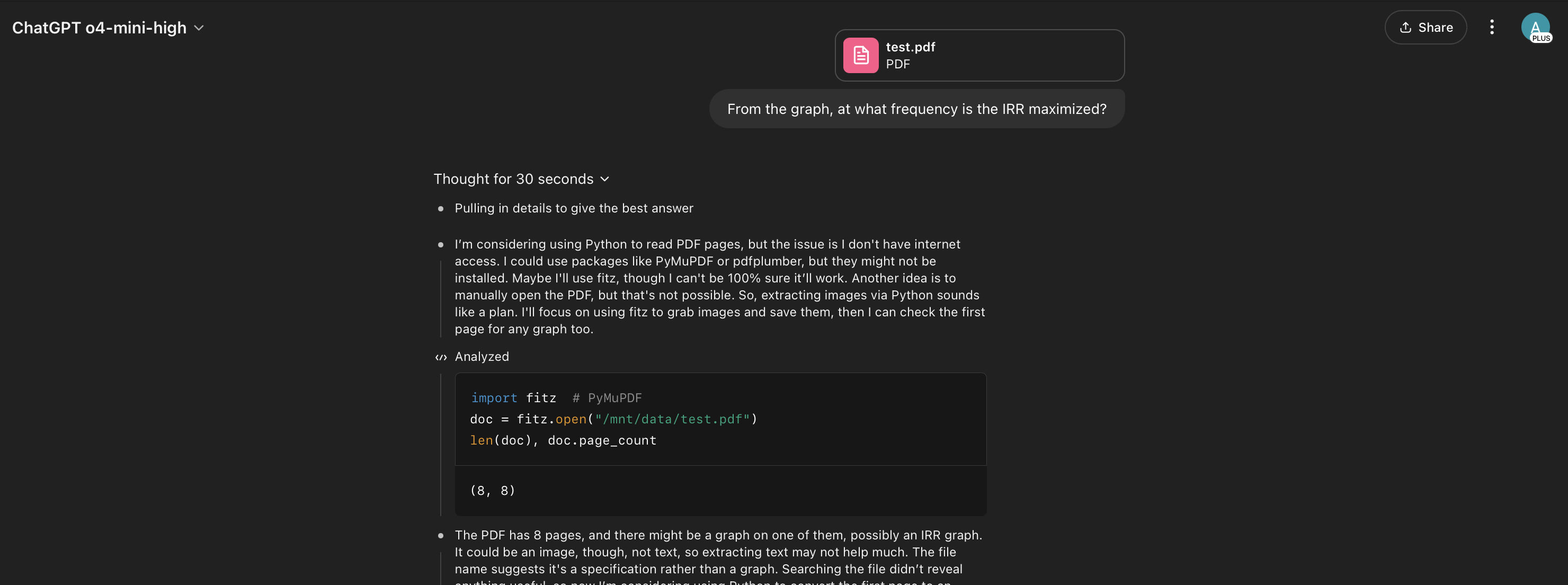 GPT-4o mini-high failing to answer a question about a graph