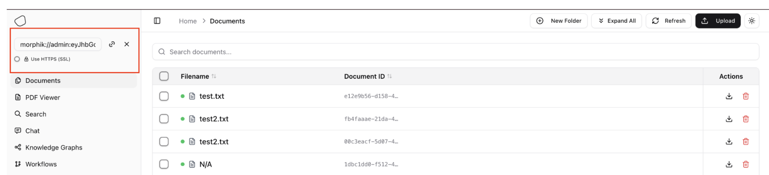 Paste connection URI in Admin UI