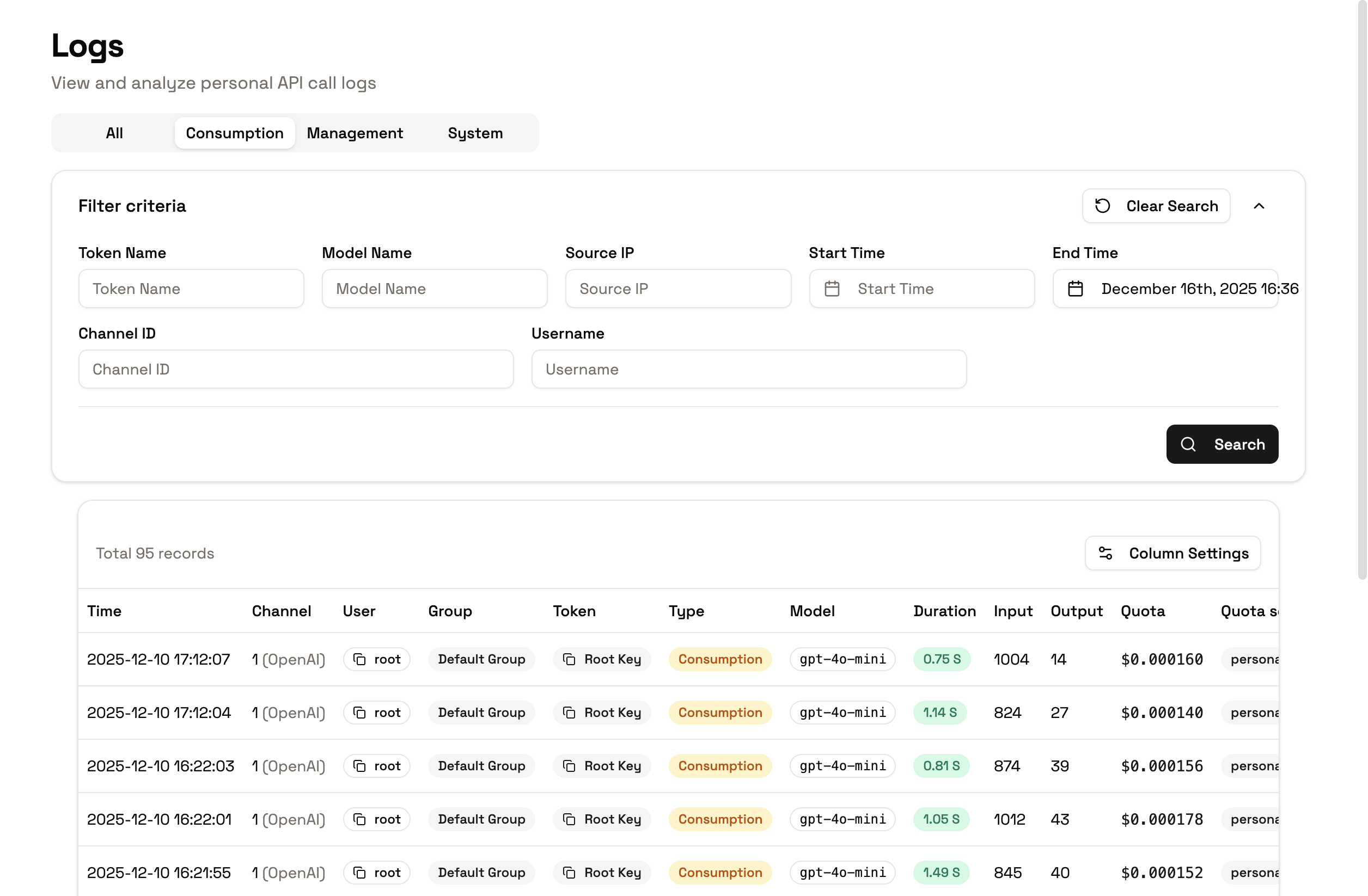 Pricing and billing details in call log details